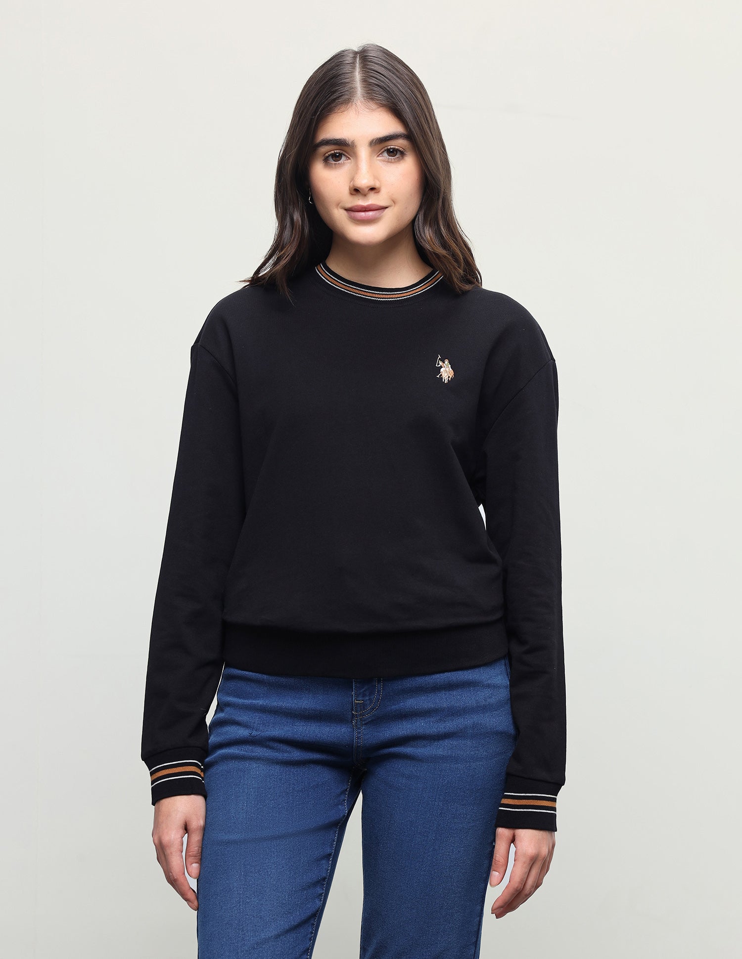 Solid Oversized Fit Sweatshirt Black - U.S. Polo Assn. India | Large