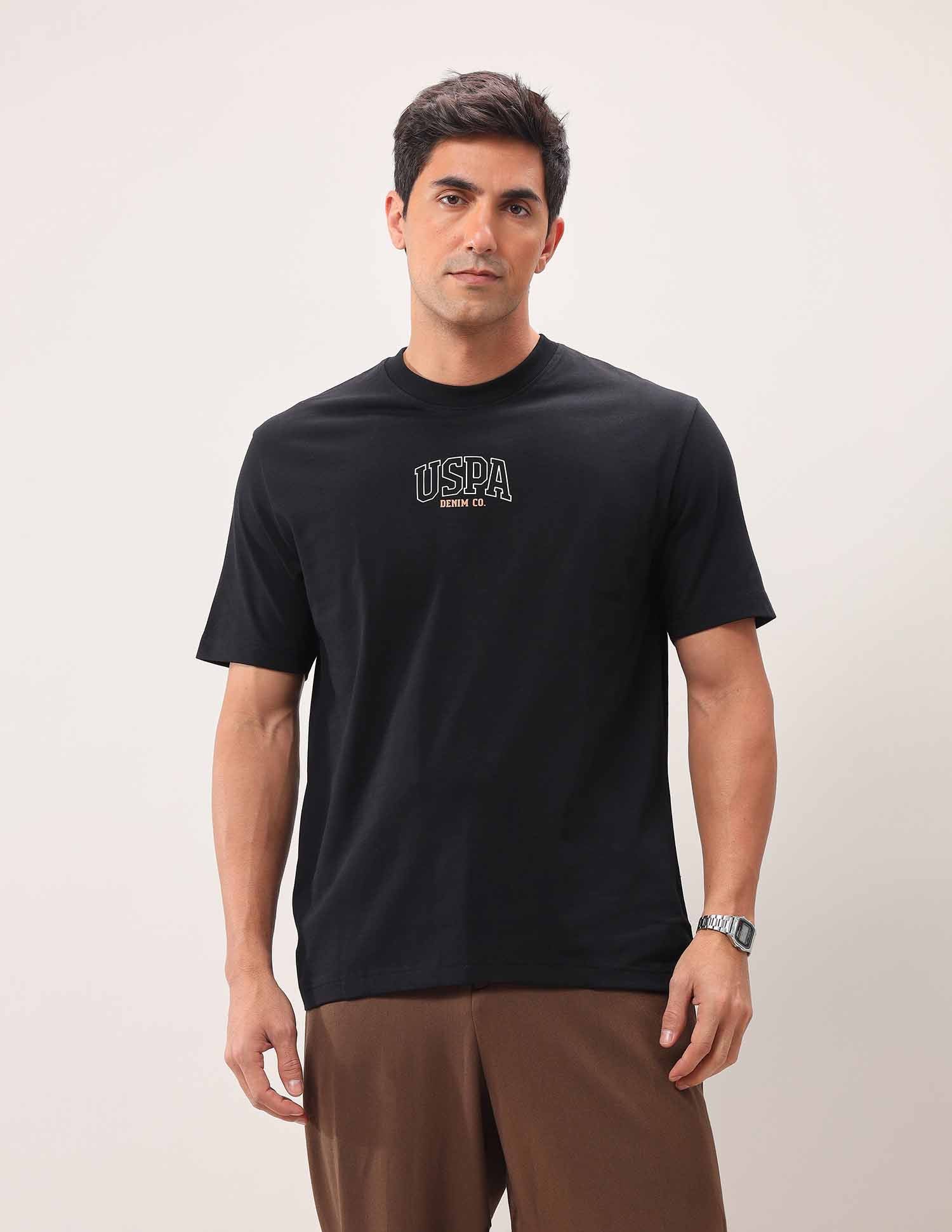 Brand Printed Oversized Fit T-Shirt Black - U.S. Polo Assn. India | Large