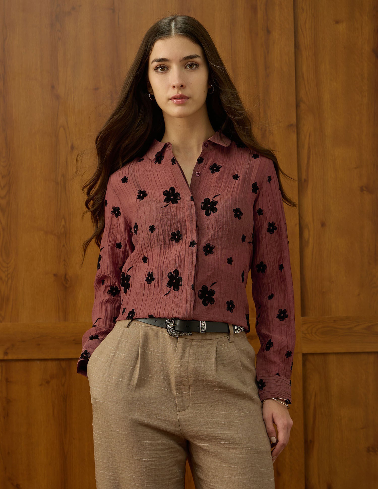 Floral Flock Regular Fit Shirt Bronze - U.S. POLO ASSN. | Large