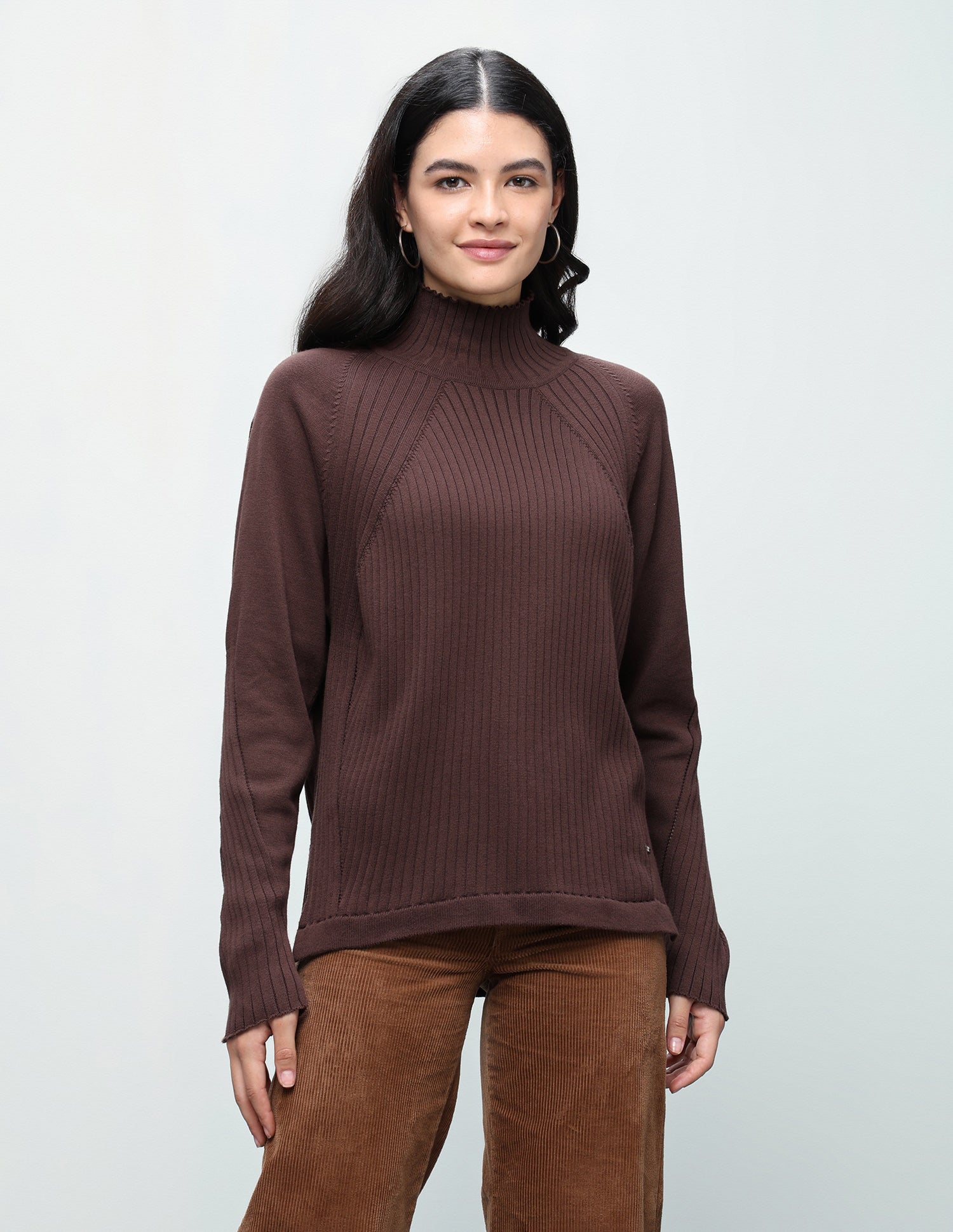Patterned Knit Regular Fit Sweater Dark Brown - U.S. Polo Assn. India | Large