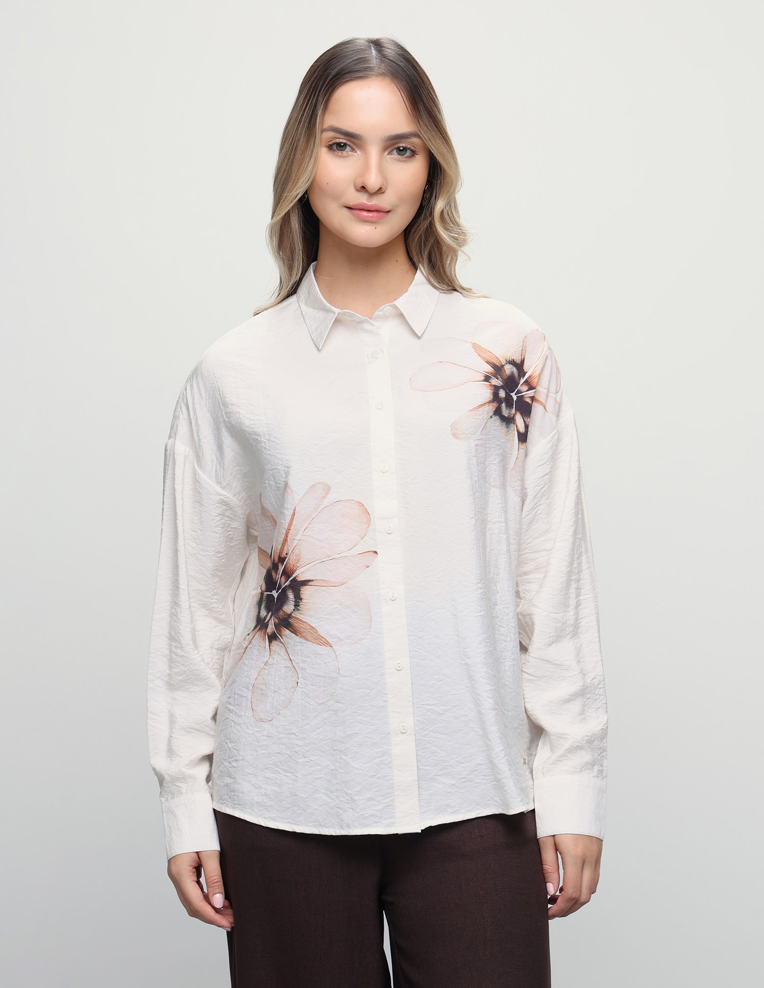 Floral Printed Regular Fit Shirt Off White - U.S. Polo Assn. India | Large