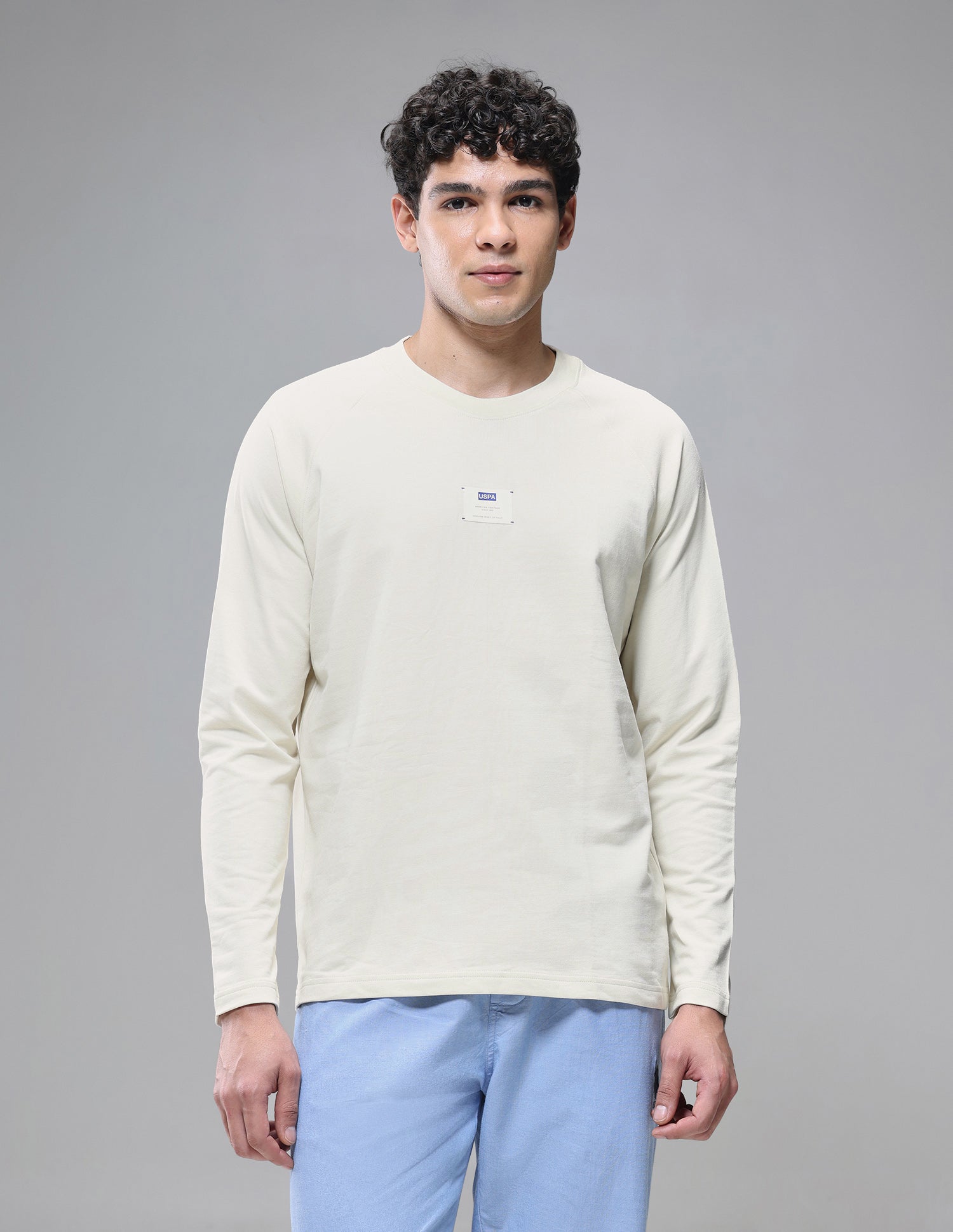 Raglan Full Sleeve Loopknit Lounge T-Shirt Bone White - U.S. Polo Assn. India | Large