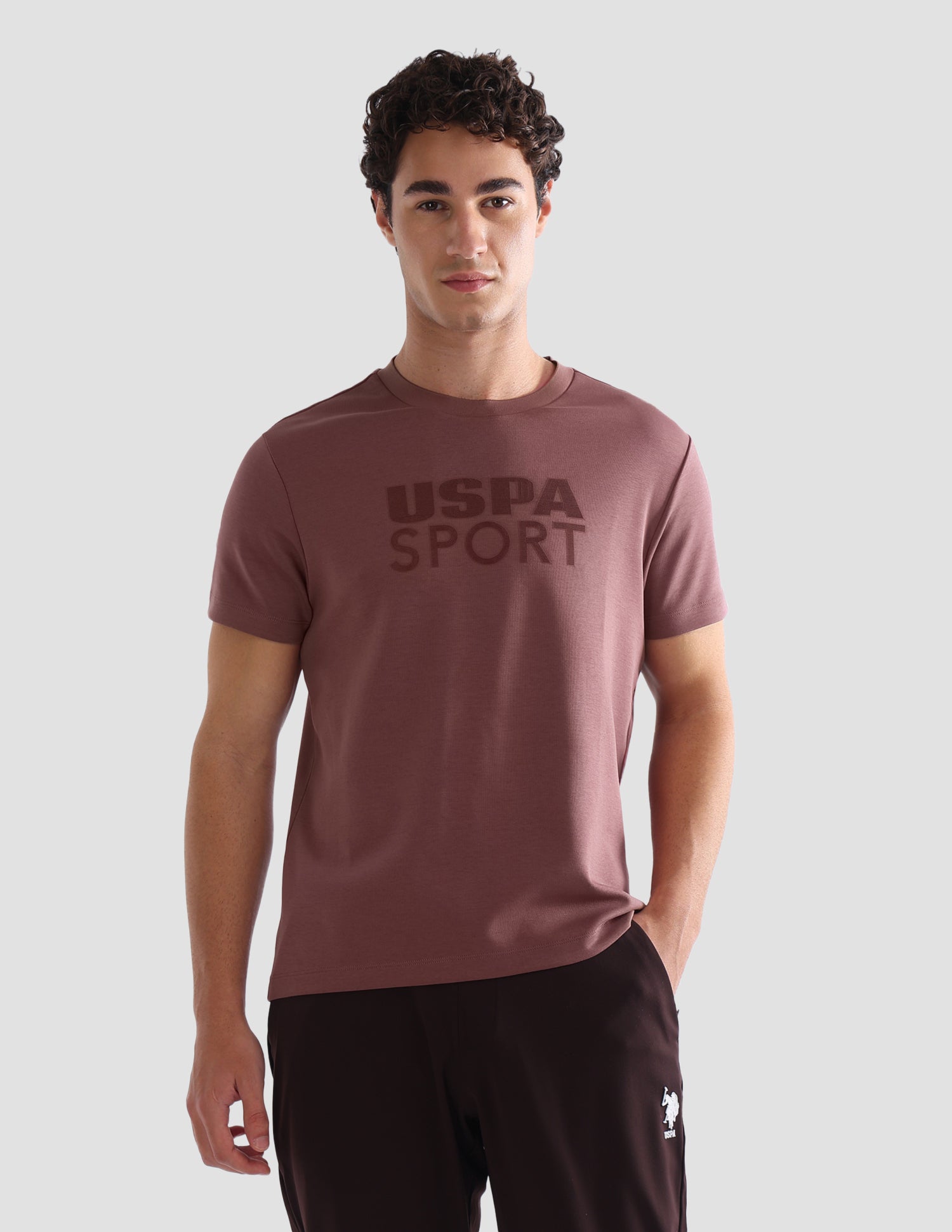 Solid Slim Fit Active T-Shirt Dark Pink - U.S. Polo Assn. India | Large