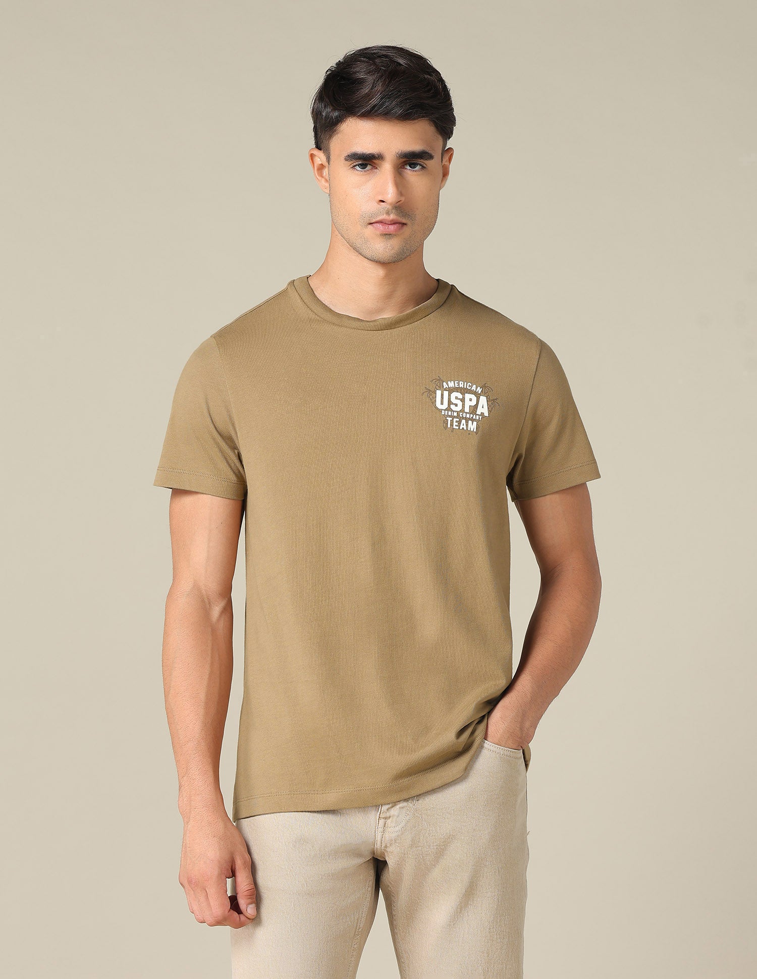 Graphic Printed Muscle Fit T-Shirt Khaki - U.S. POLO ASSN. | Large