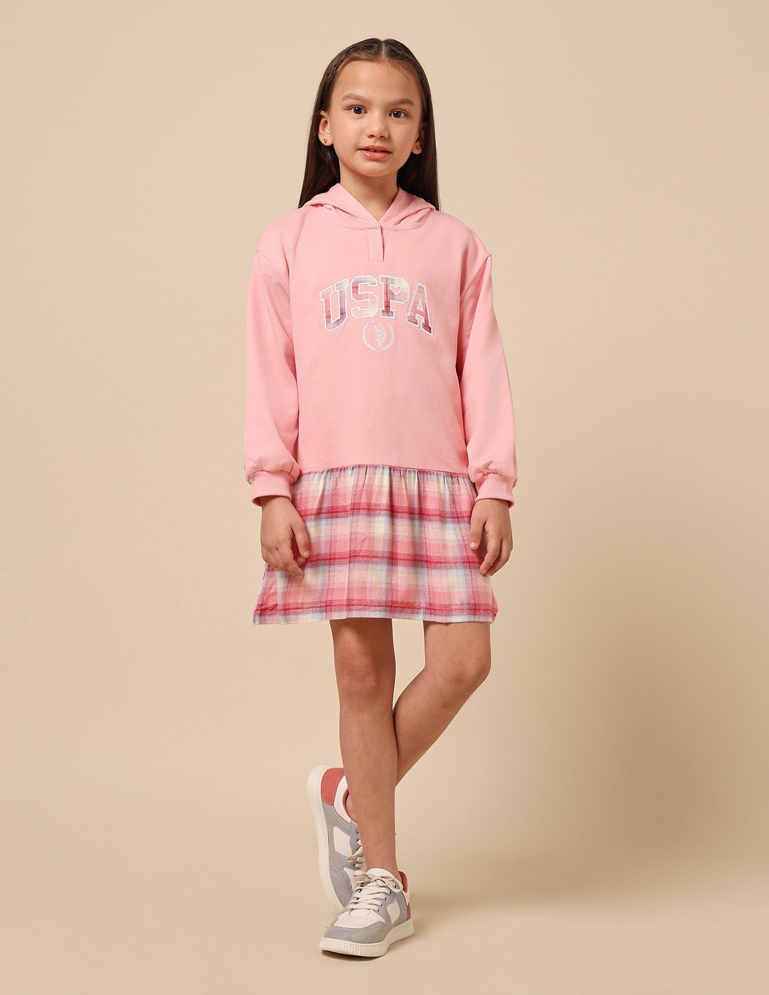 Girls Checked Sweat Dress Pink - U.S. POLO ASSN. | Large