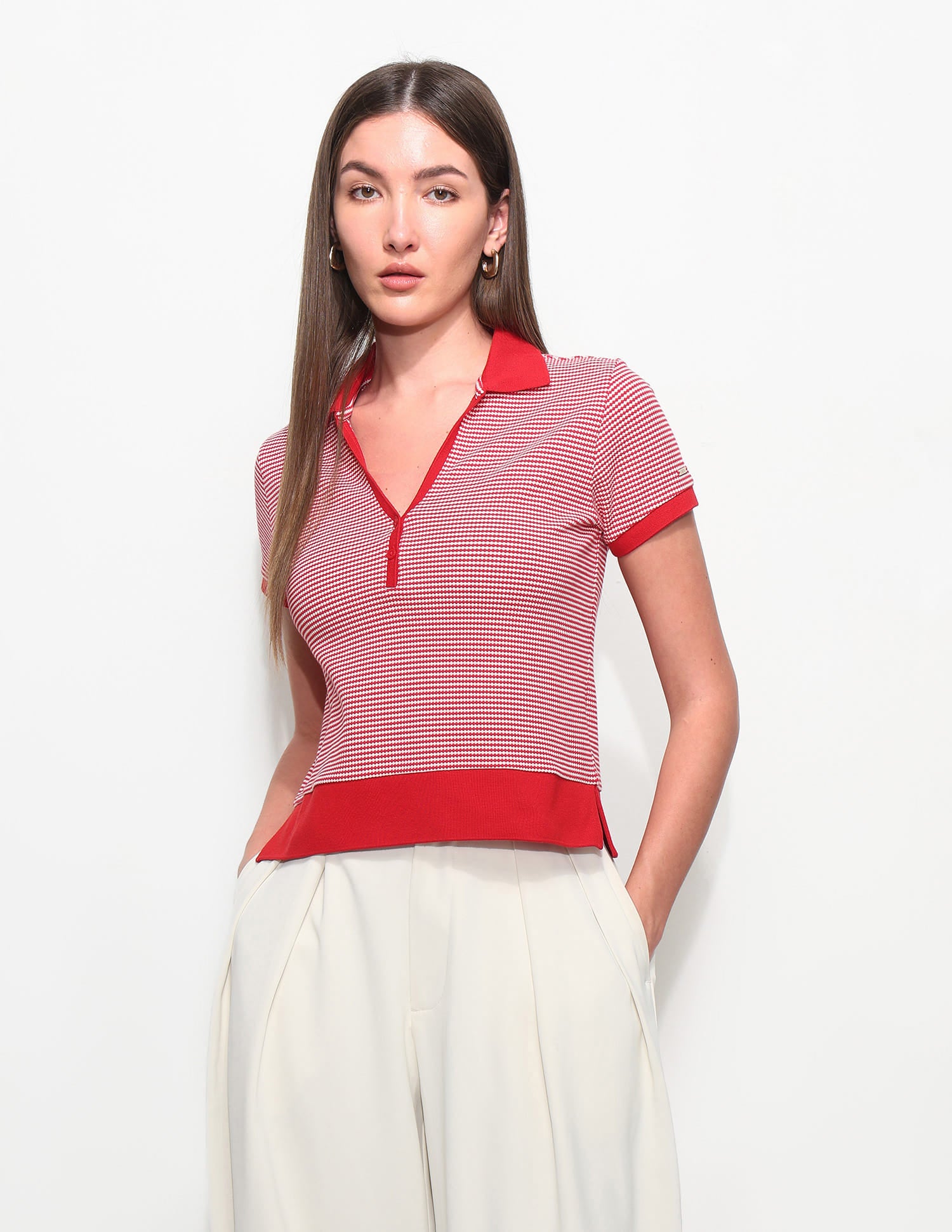 Relaxed Fit Textured Polo Shirt Red - U.S. Polo Assn. India | Large