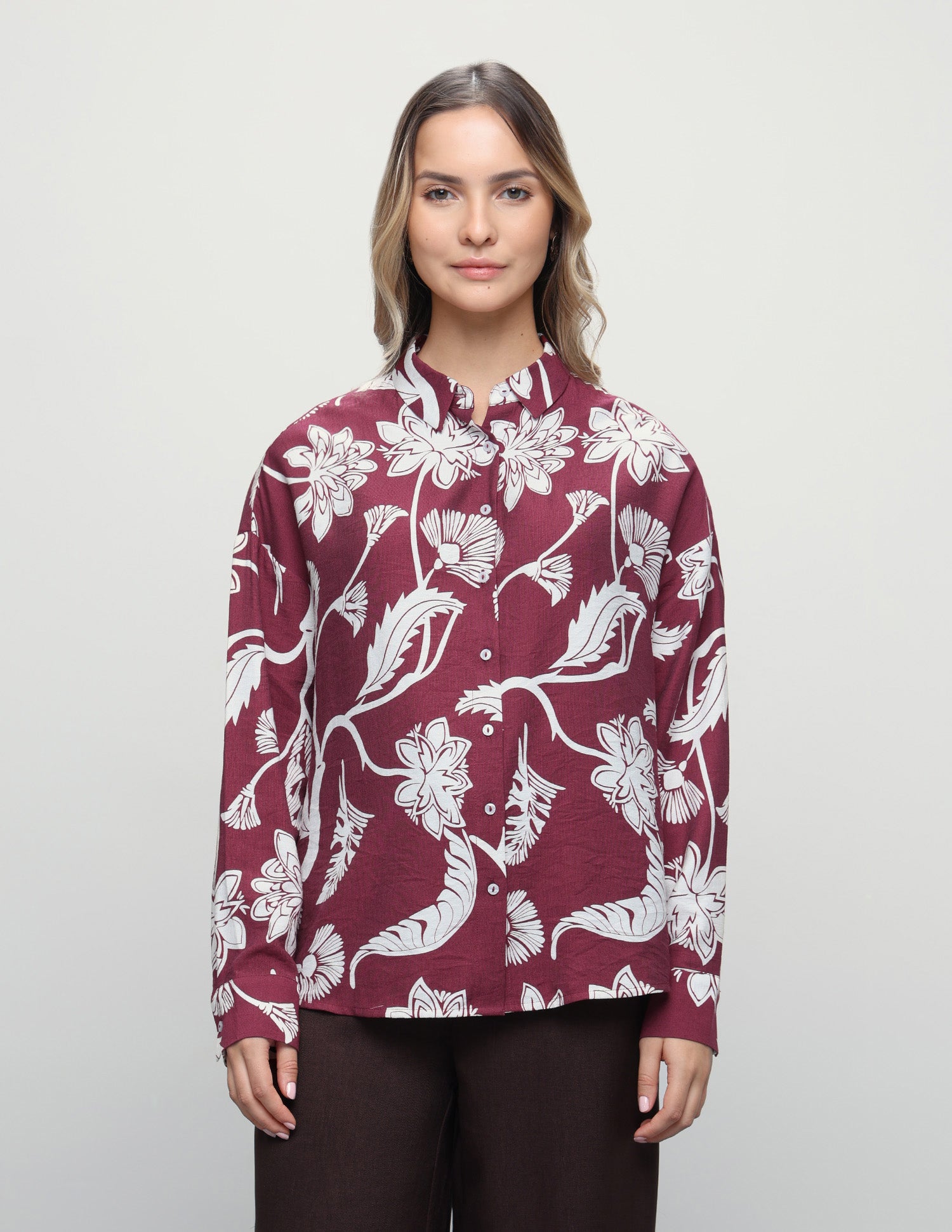Floral Printed Boyfriend Fit Shirt Red - U.S. Polo Assn. India | Large