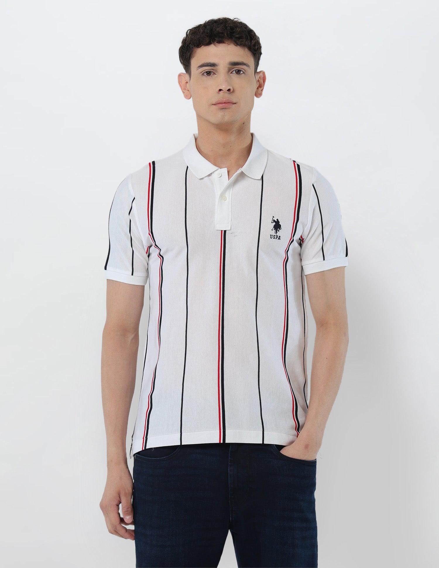 Vertical Striped Regular Fit Polo Shirt White - U.S. POLO ASSN. | Large