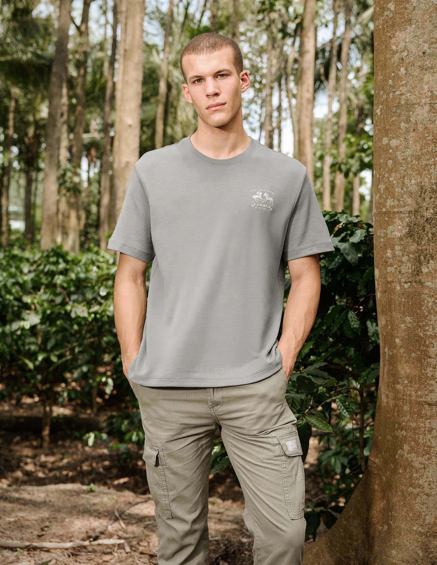 Relaxed Fit Pure Cotton T-Shirt Light Grey - U.S. Polo Assn. India | Large