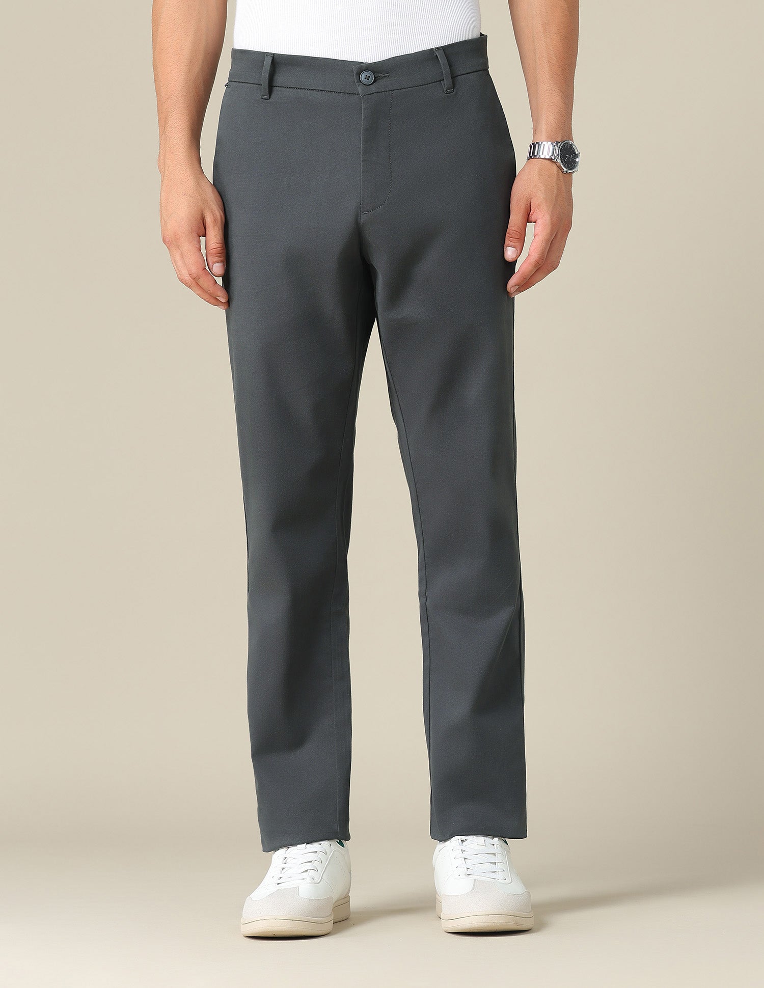 Austin Slim Fit Dobby Trousers Dark Grey - U.S. POLO ASSN. | Large