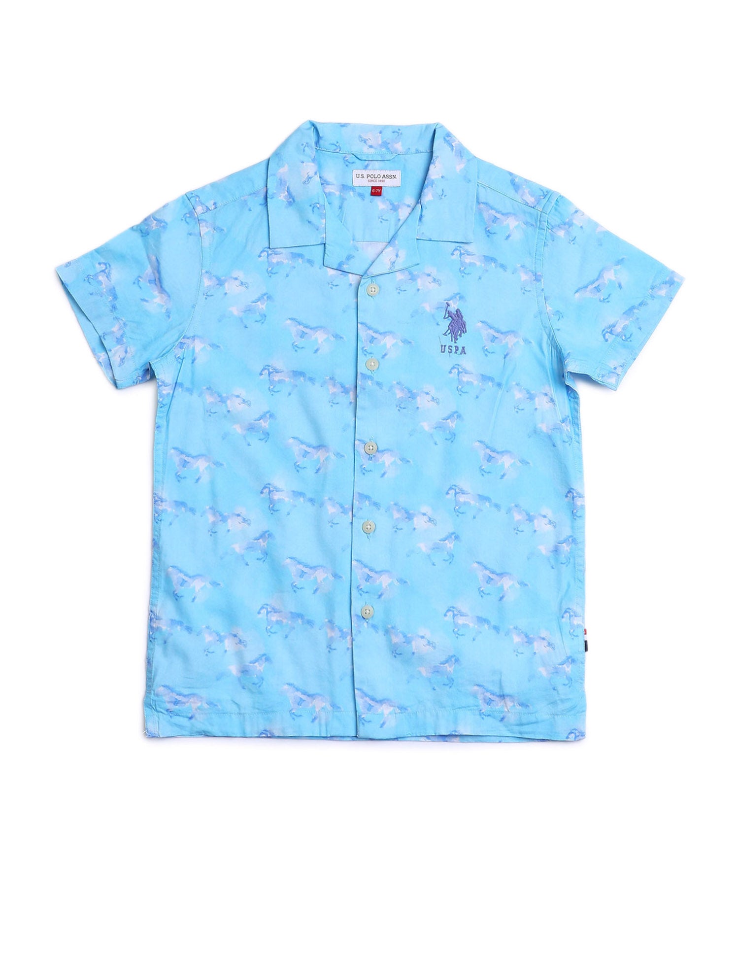 Boys Relaxed Fit All Over Printed Shirt Blue - U.S. POLO ASSN. | Large