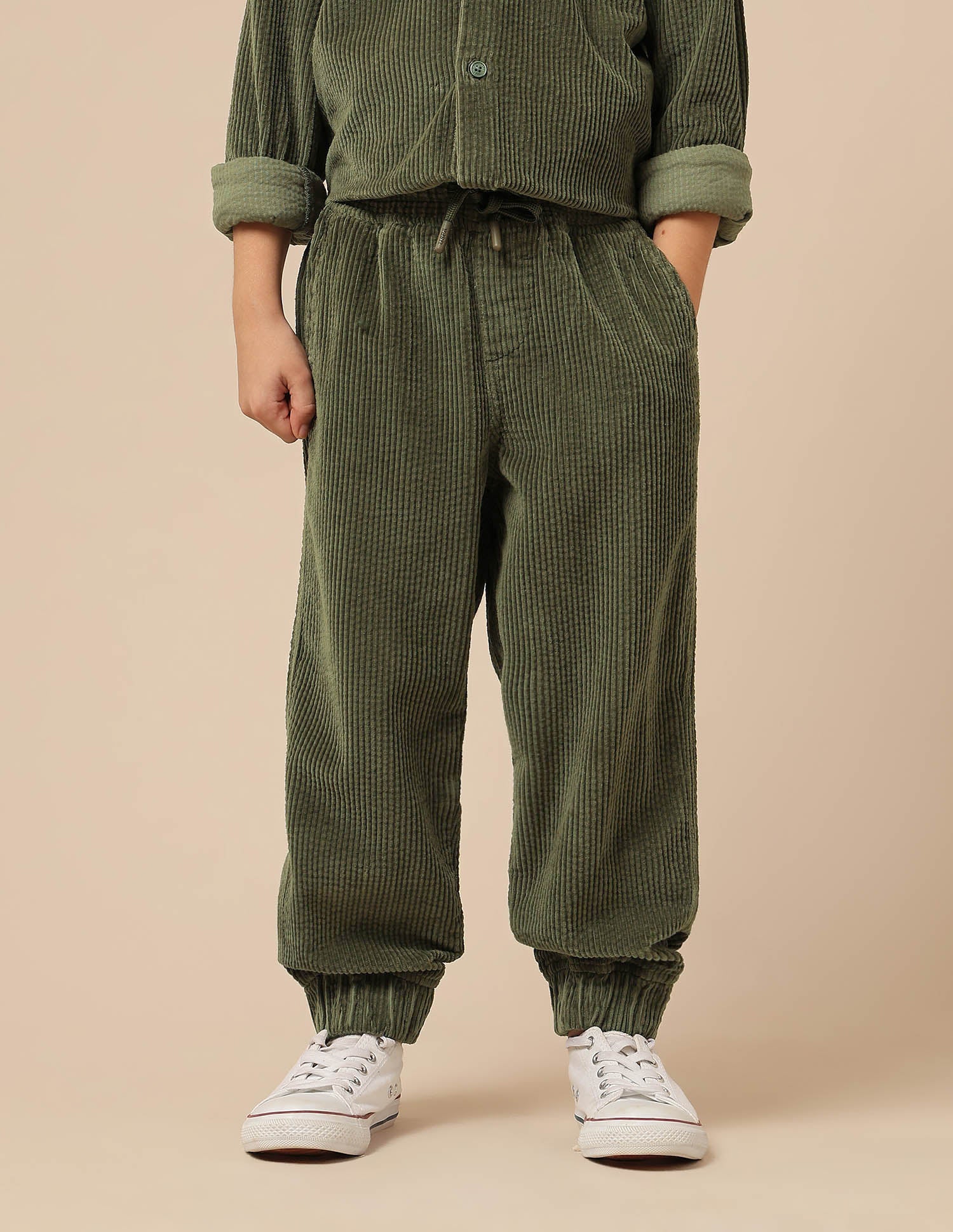 Boys Relaxed Fit Corduroy Joggers Olive - U.S. POLO ASSN. | Large