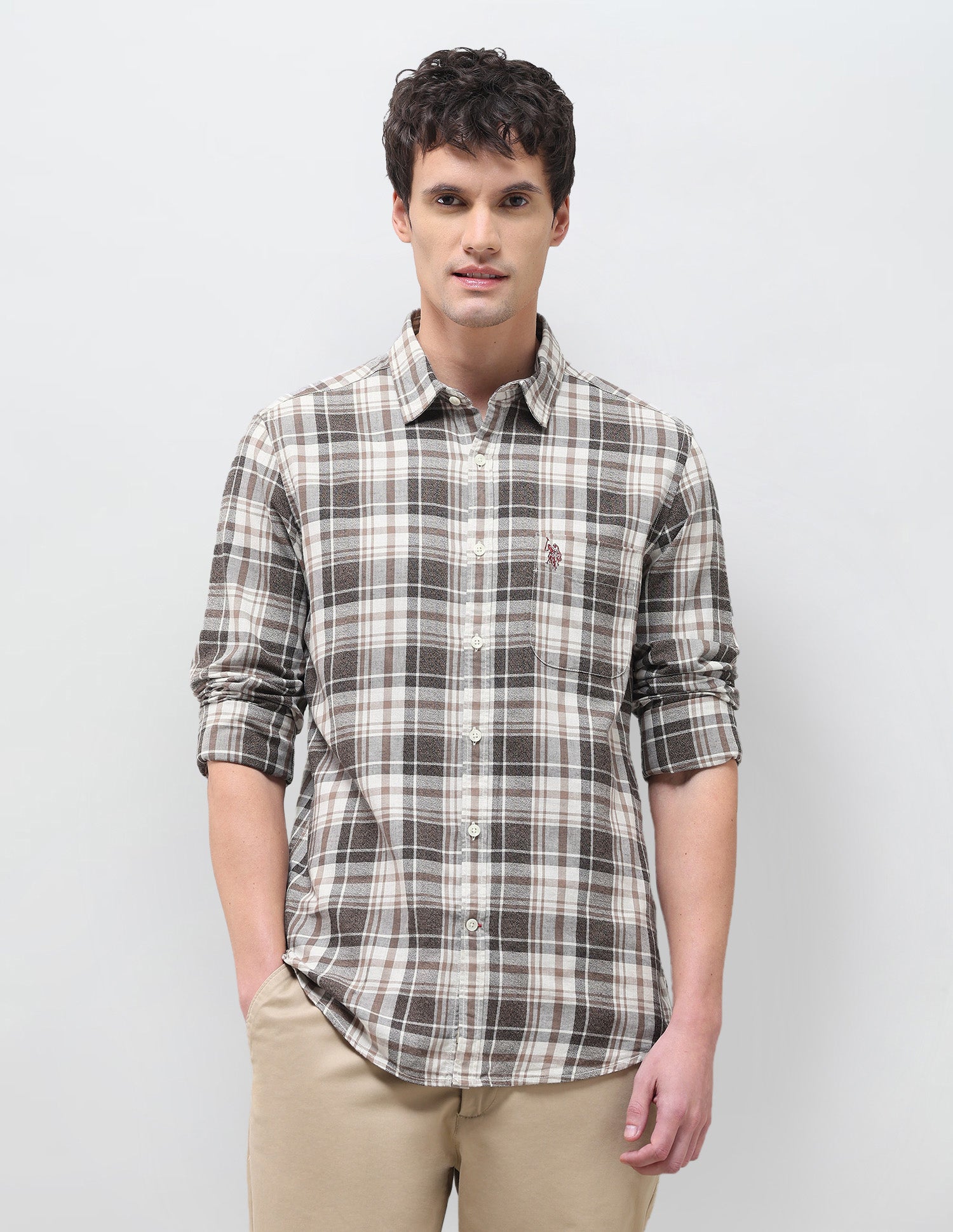 Plaid Checked Regular Fit Shirt Brown - U.S. Polo Assn. India | Large