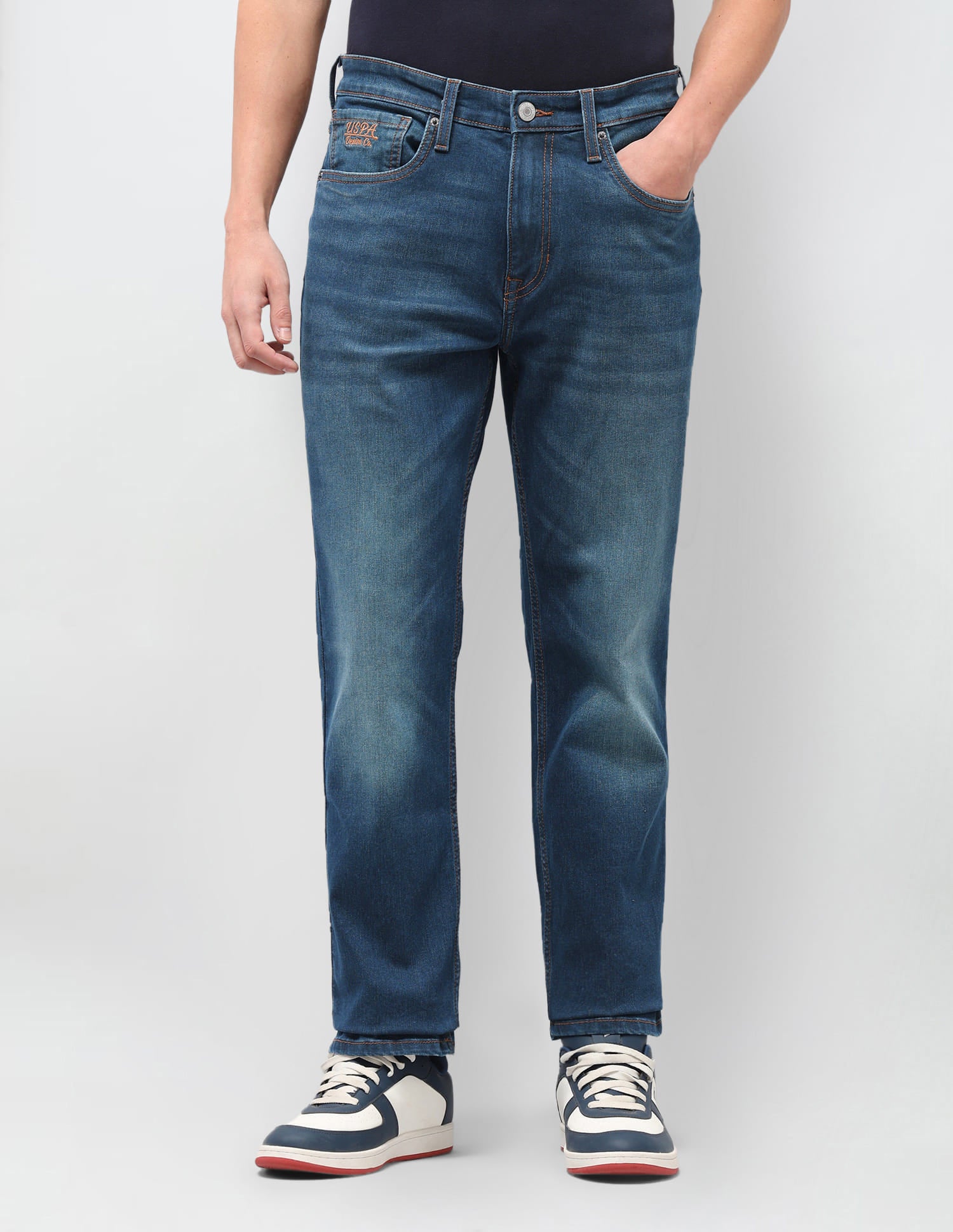 Solid Slim Fit Jeans Blue - U.S. Polo Assn. India | Large