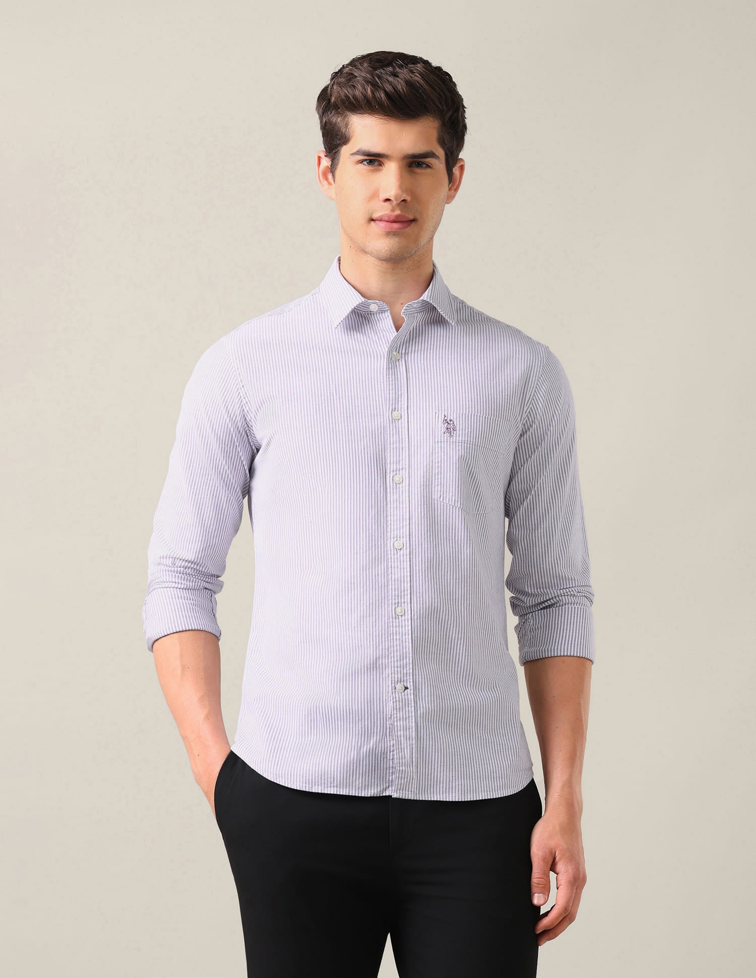 Tailored Fit Oxford Shirt Purple - U.S. Polo Assn. India | Large