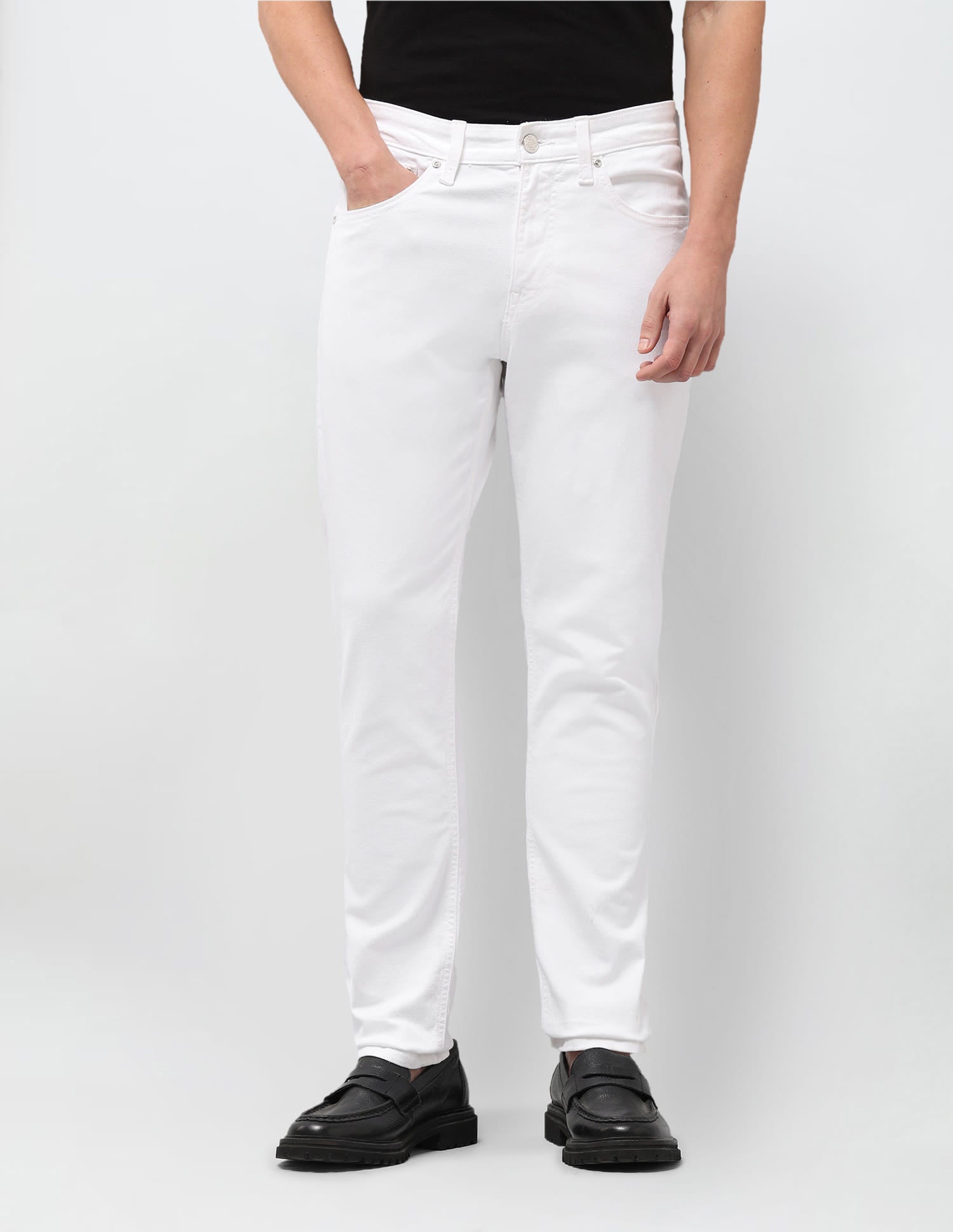 Solid Slim Tapered Fit Jeans White - U.S. Polo Assn. India | Large