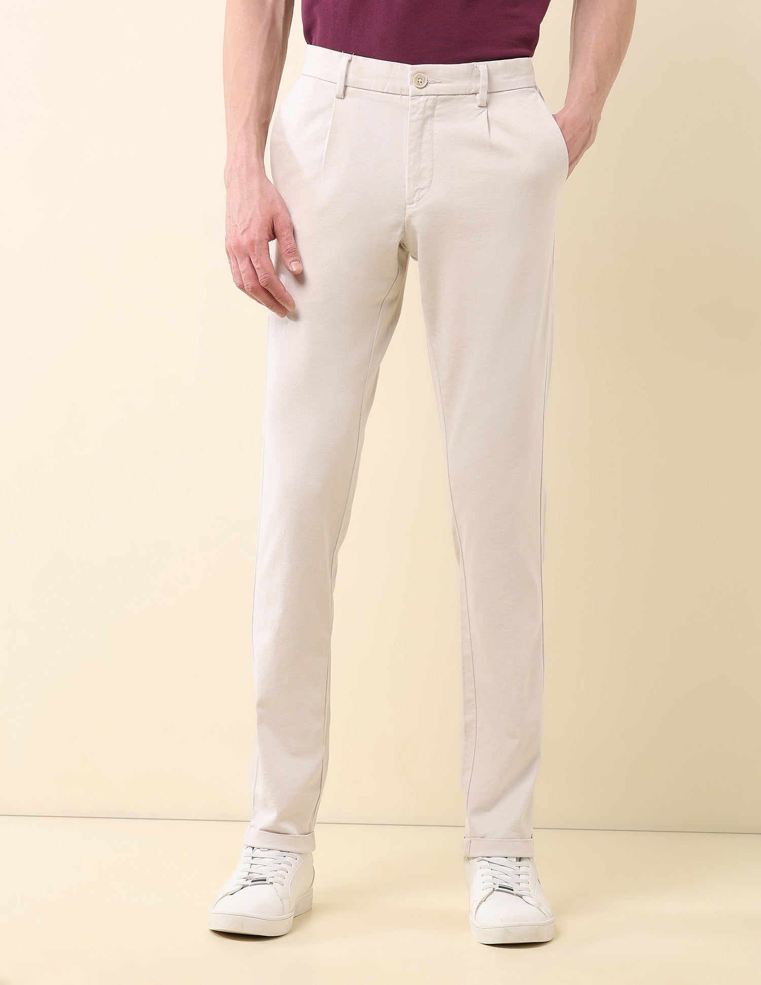 Mid Rise Denver Slim Fit Trousers Beige - U.S. Polo Assn. India | Large