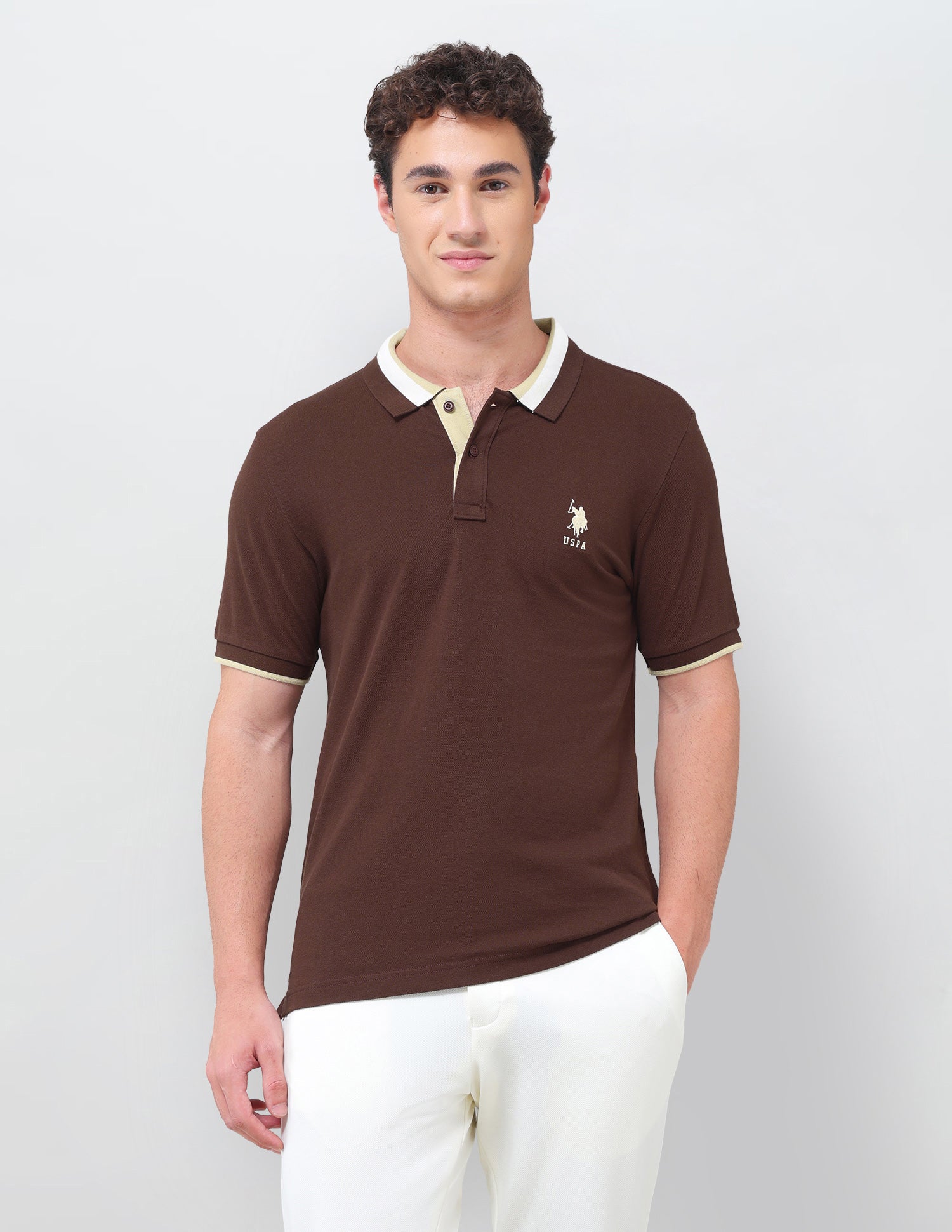 Solid Regular Fit Polo Shirt Dark Brown - U.S. Polo Assn. India | Large