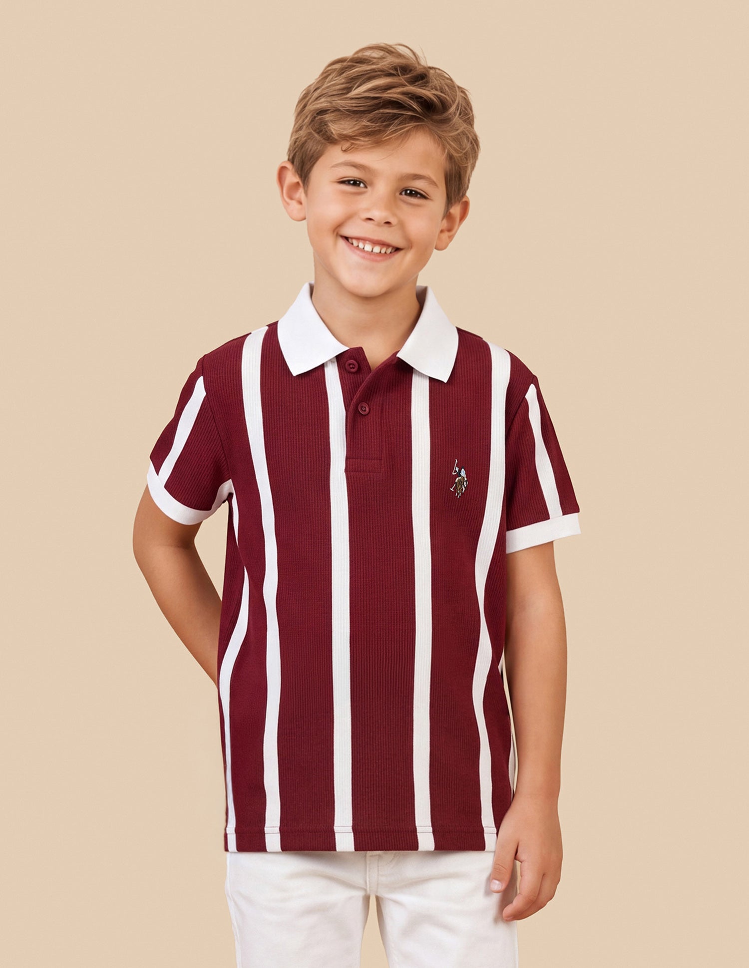 Vertical Striped Regular Fit Polo Shirt Maroon - U.S. Polo Assn. India | Large