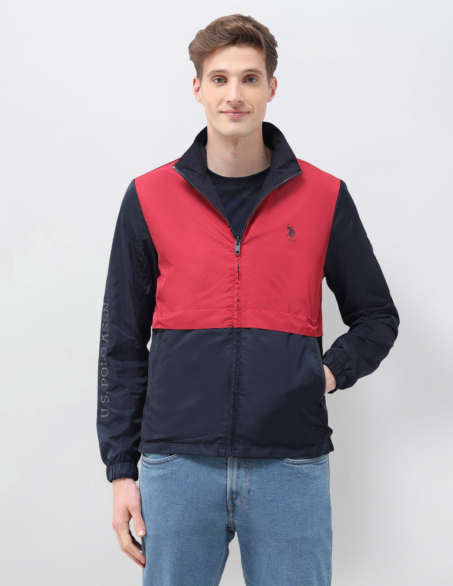 Colour Blocked Windcheater Reversible Jacket Jacket Navy - U.S. POLO ASSN. | Large