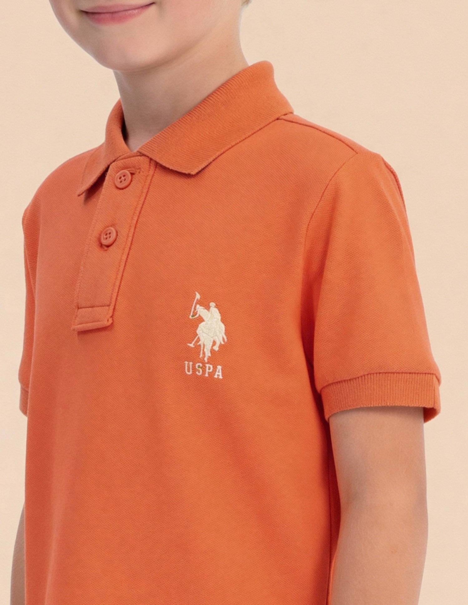 Boys Solid Regular Fit Polo Shirt Orange - U.S. Polo Assn. India | Large