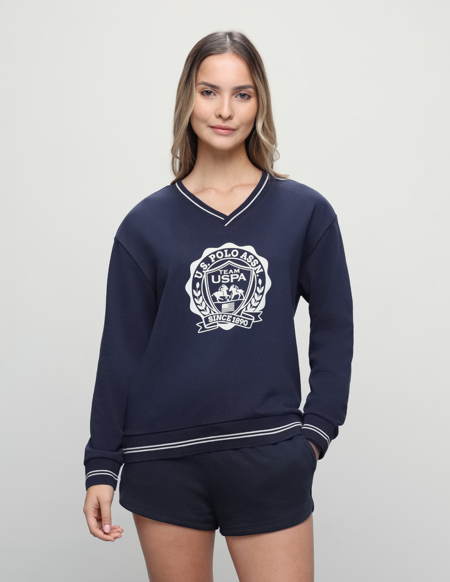 Graphic Brand Printed Oversized Fit Sweatshirt Navy - U.S. Polo Assn. India | Large