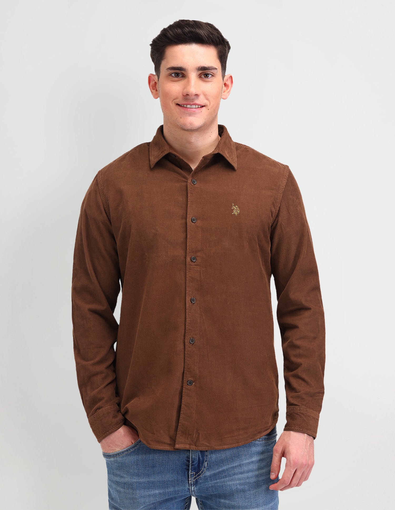Textured Cotton Shirt Rust - U.S. Polo Assn. India | Large