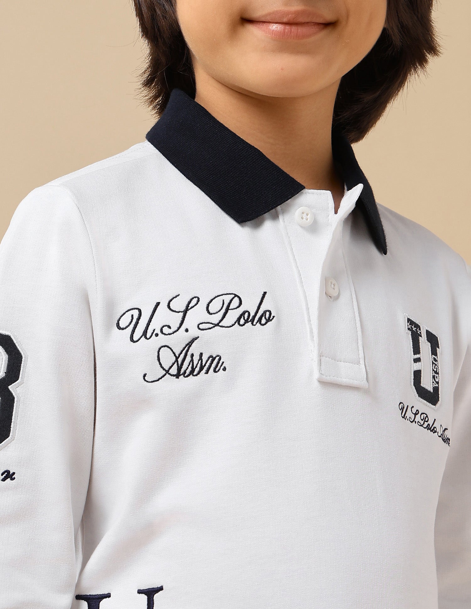 Boys Graphic Brand Embroidered Regular Fit Polo Shirt White - U.S. POLO ASSN. | Large
