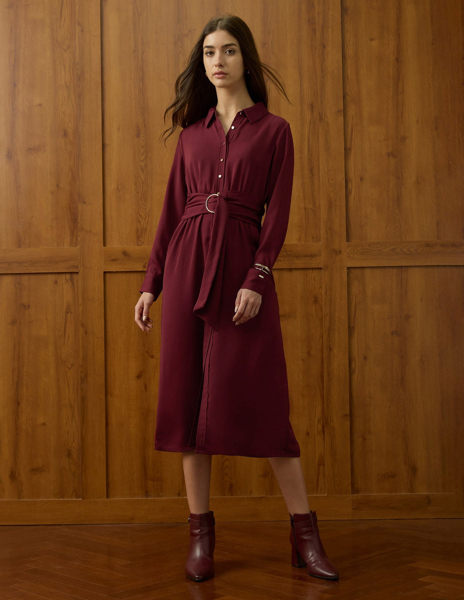 Solid Shirt Dress Cabernet - U.S. POLO ASSN. | Large