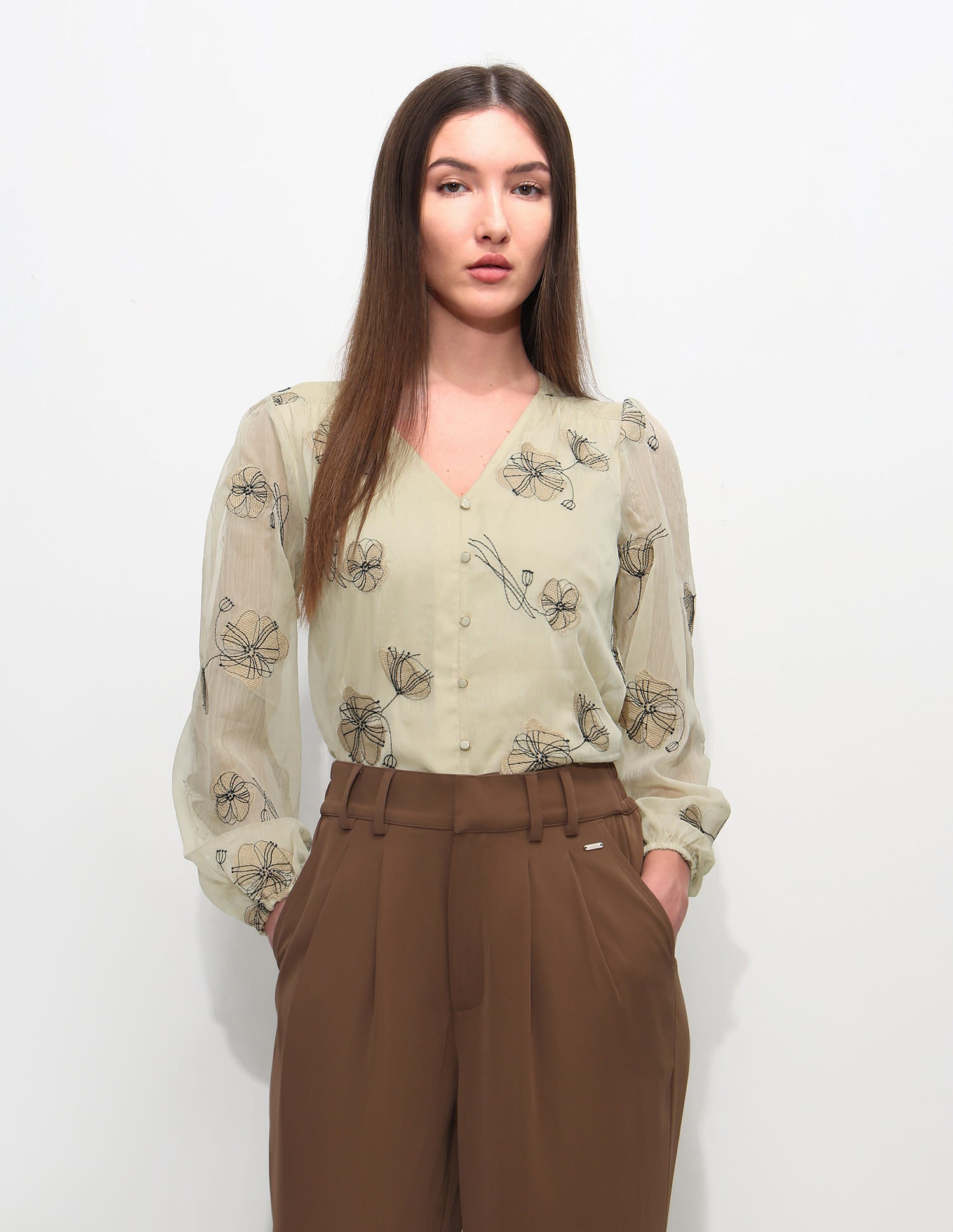 Relaxed Fit Floral Printed Top Ecru - U.S. Polo Assn. India | Large