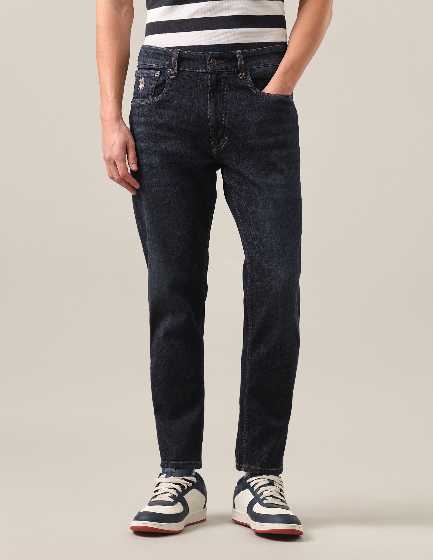 Cole Comfort Cropped Fit Blue Jeans Blue - U.S. Polo Assn. India | Large