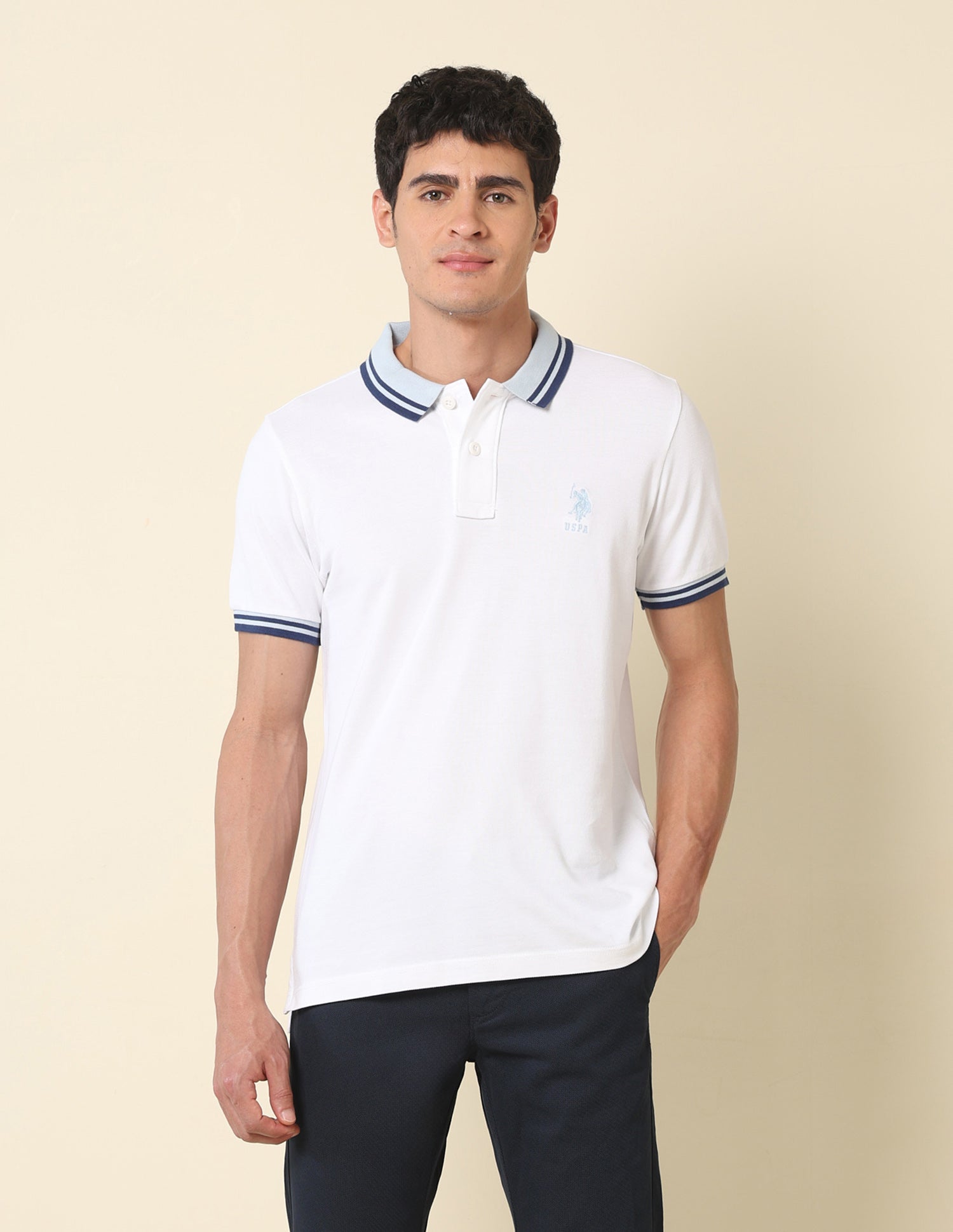 Pure Cotton Slim Fit Classic Polo Shirt White - U.S. Polo Assn. India | Large
