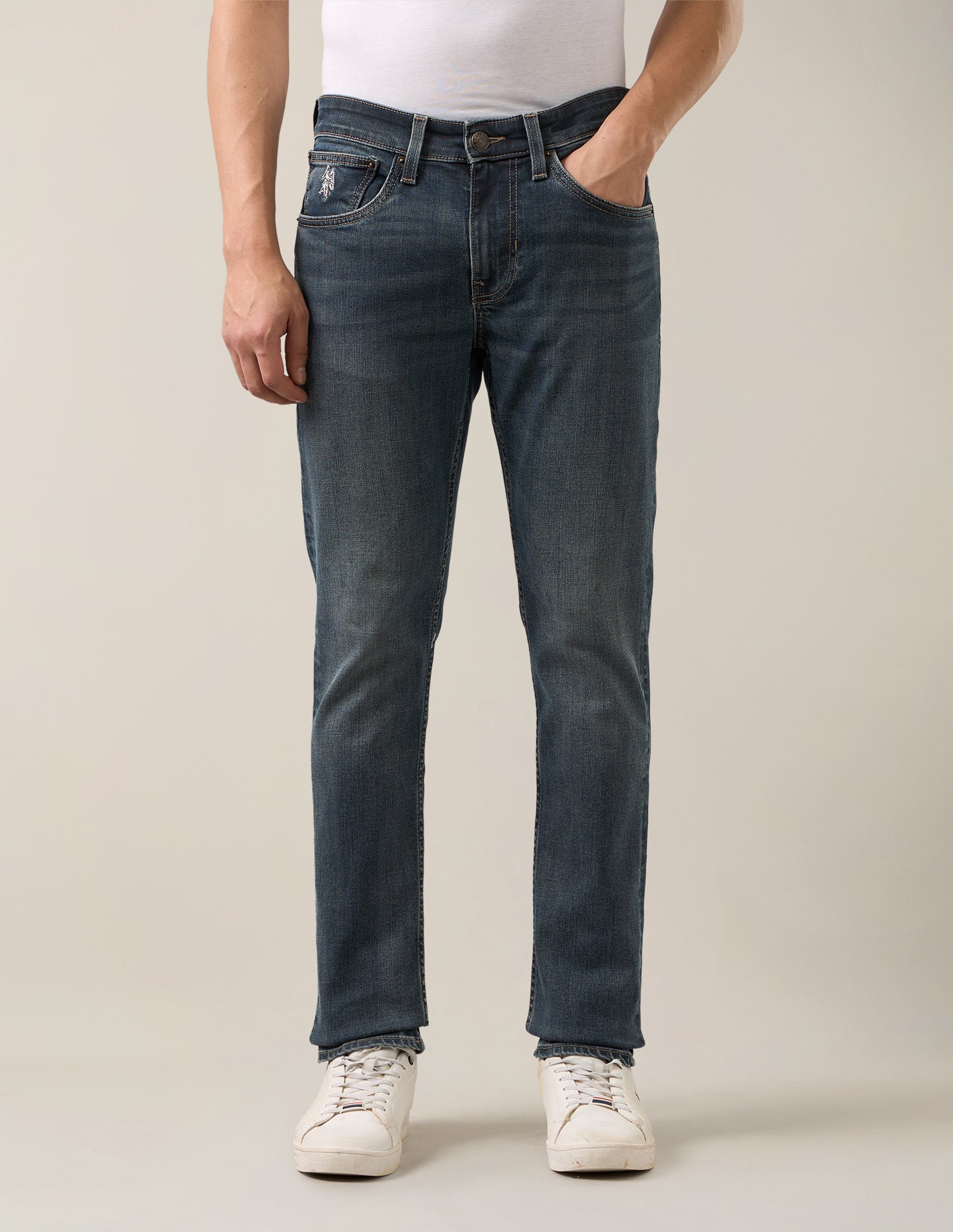 Brandon Slim-Tapered Fit Blue Jeans Mid Blue - U.S. Polo Assn. India | Large