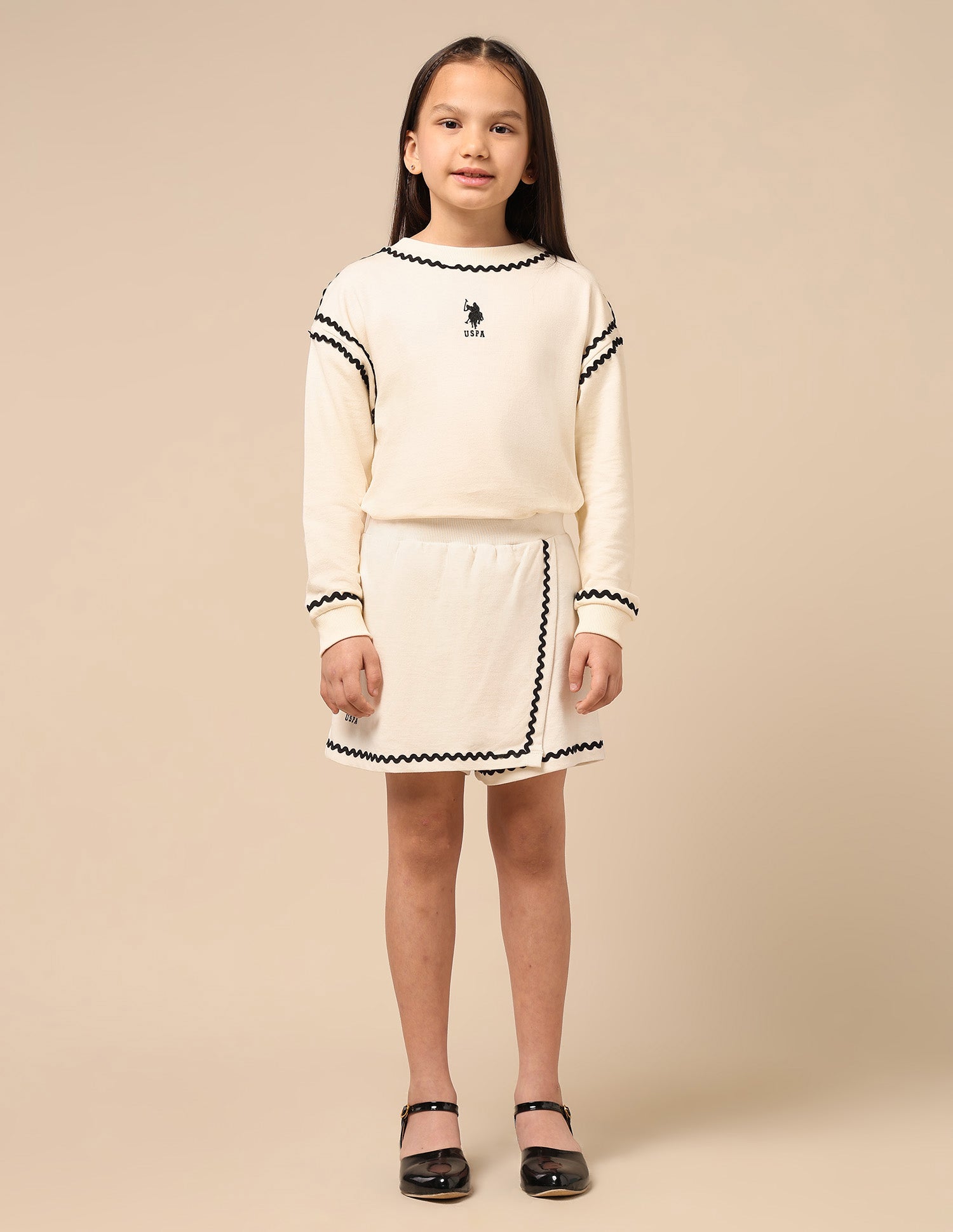 Girls Solid Straight Skort Off White - U.S. POLO ASSN. | Large