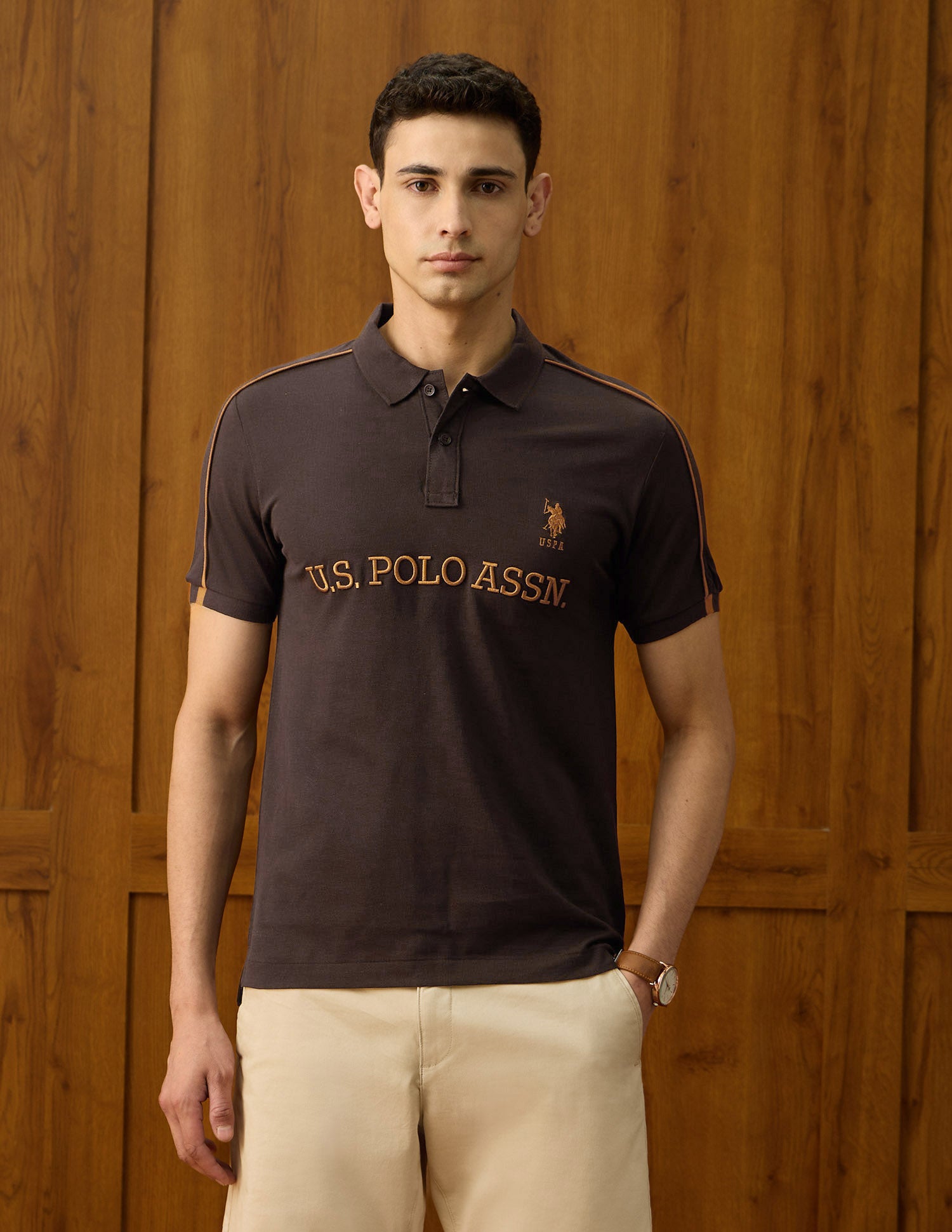 Regular Fit Equestrian Aisle Theater Polo Shirt Dark Brown - U.S. POLO ASSN. | Large