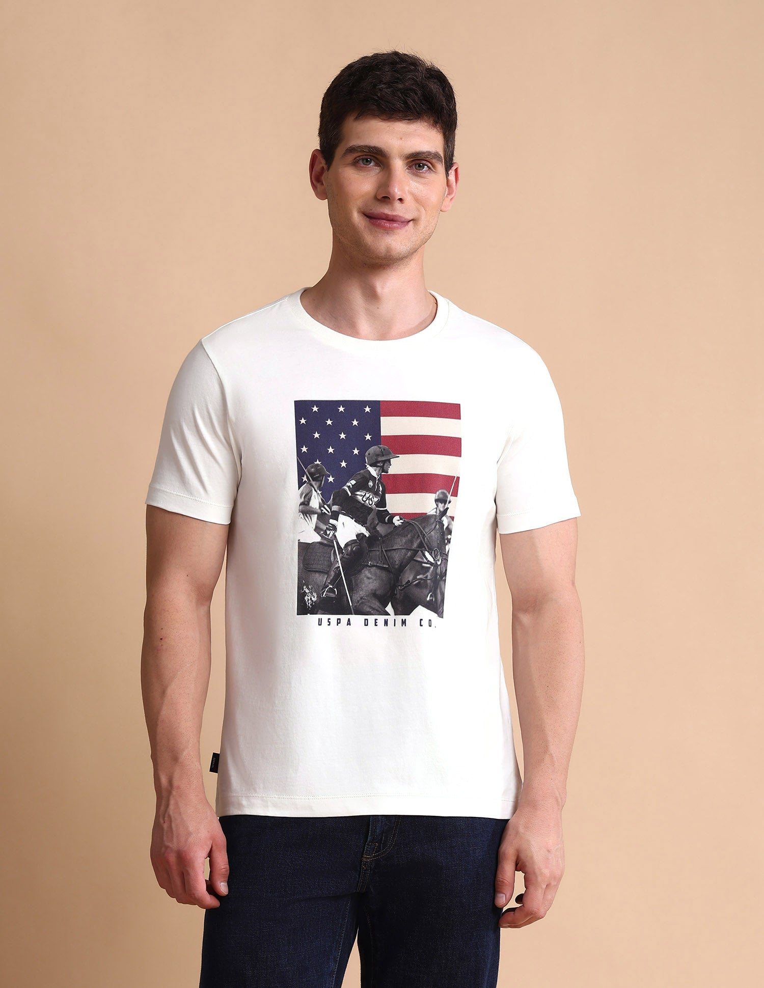 Graphic Printed Muscle Fit T-Shirt Ivory - U.S. POLO ASSN. | Large