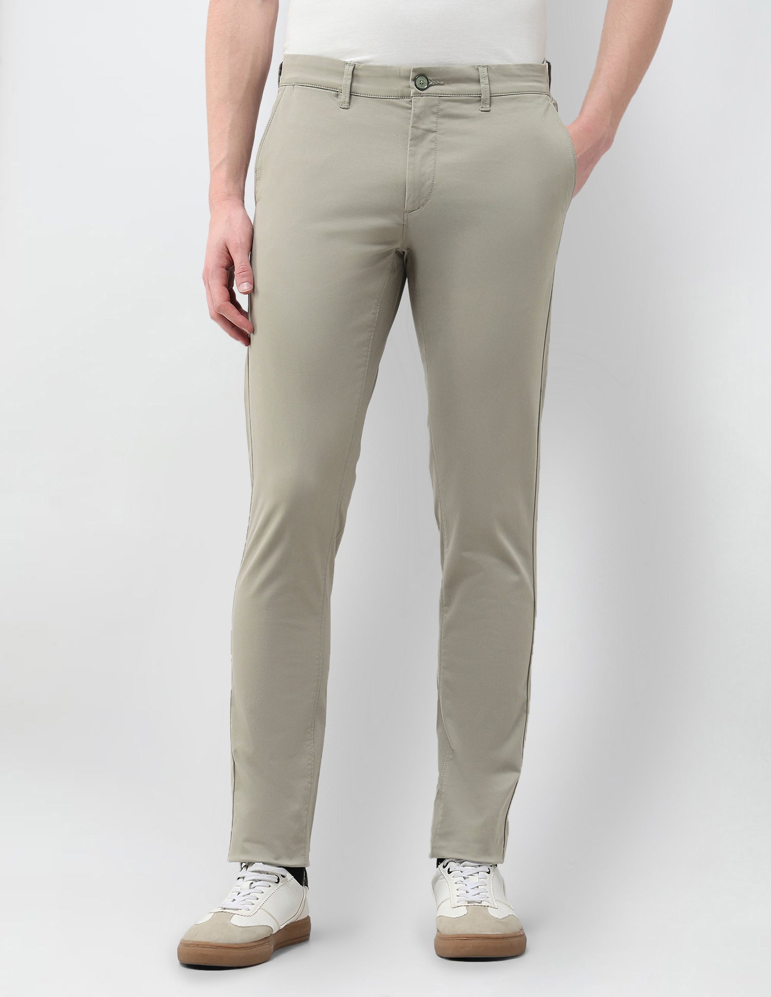 Austin Slim Fit Satin Trousers Light Olive - U.S. Polo Assn. India | Large