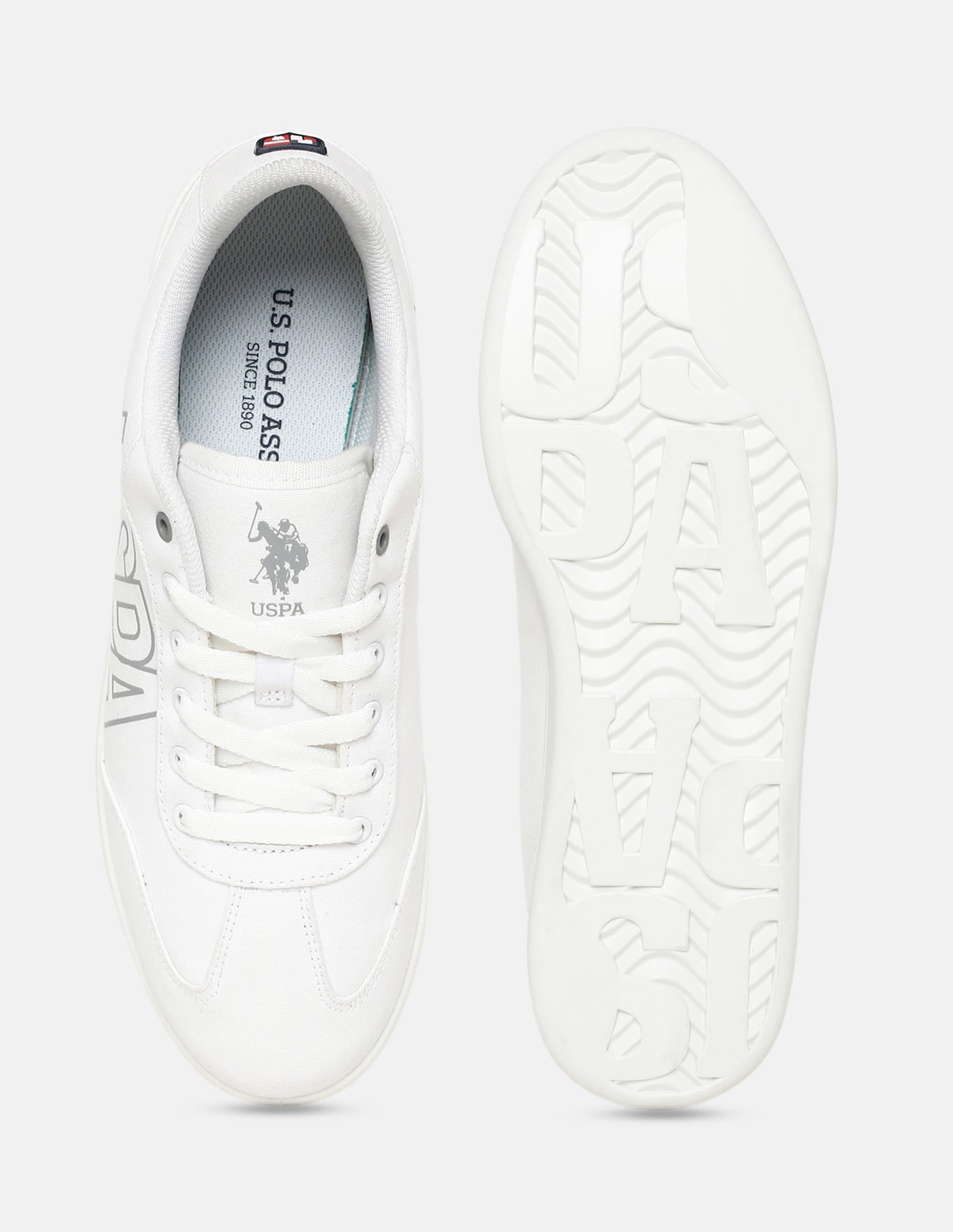 Men Brand Printed Hover Sneakers White - U.S. Polo Assn. India | Large