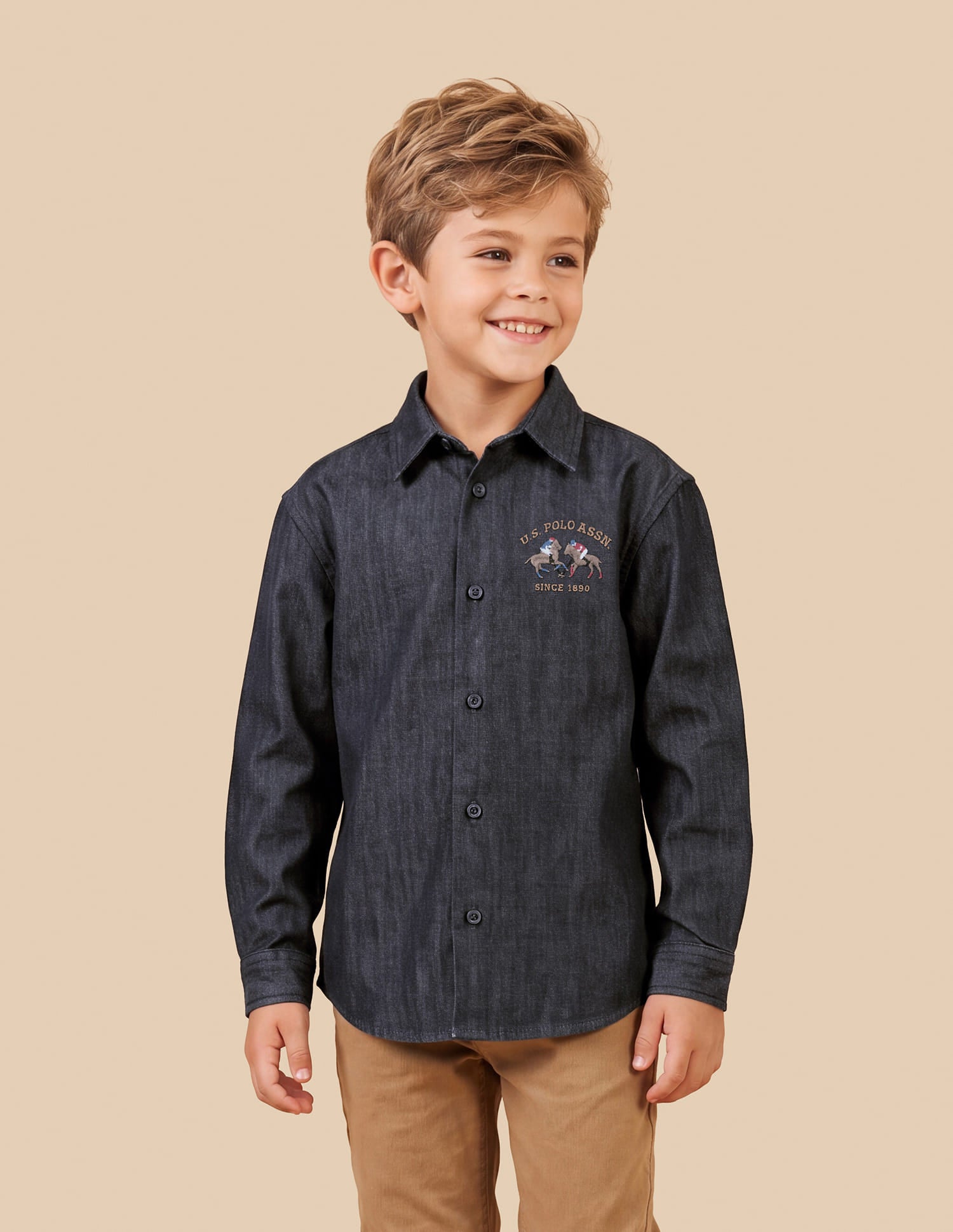 Heathered Boxy Fit Shirt Blue - U.S. Polo Assn. India | Large