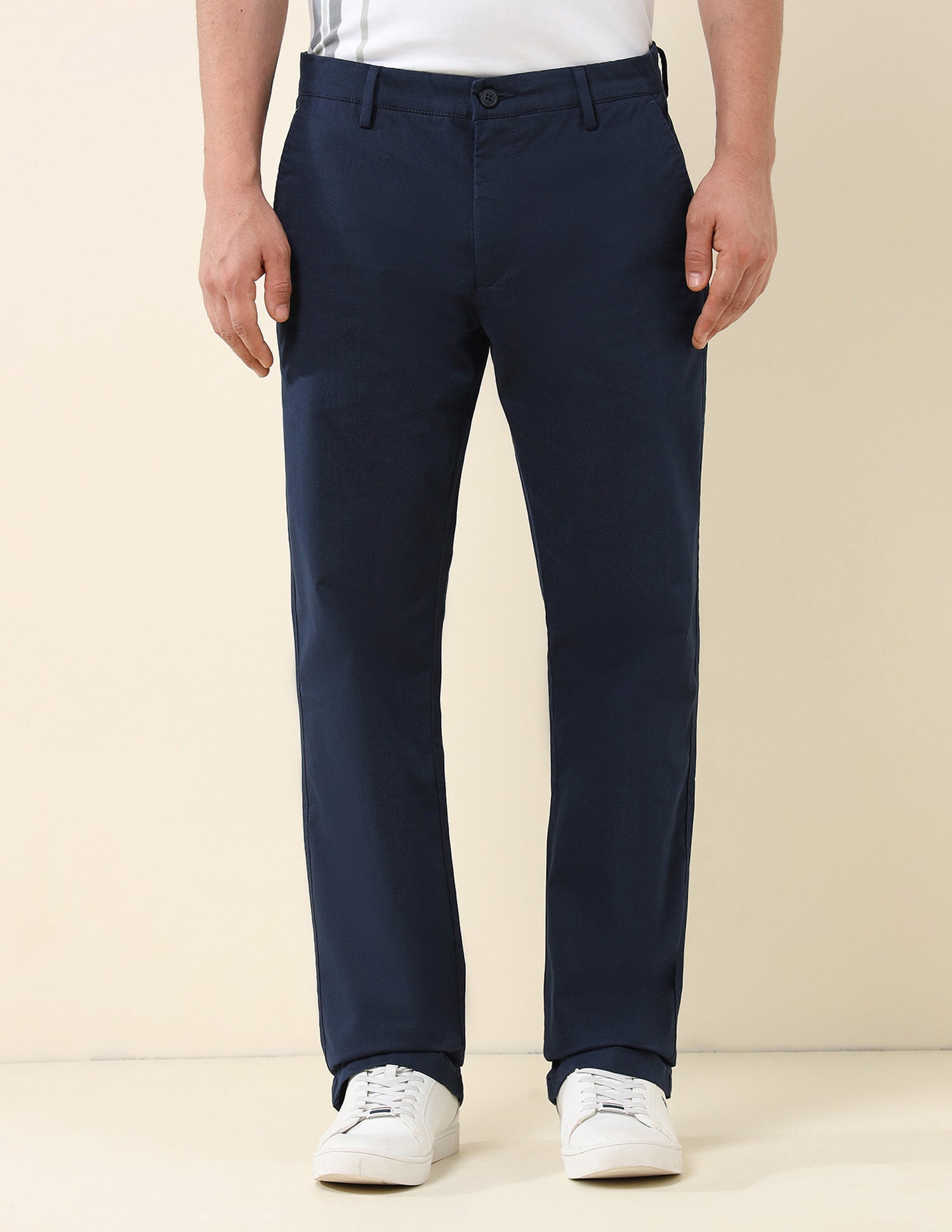 Solid Riley Fit Straight Fit Trousers Navy - U.S. POLO ASSN. | Large