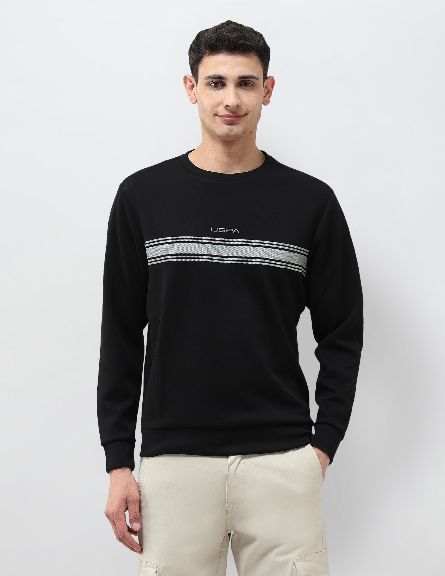 Horizontal Striped Regular Fit Sweatshirt Black - U.S. POLO ASSN. | Large