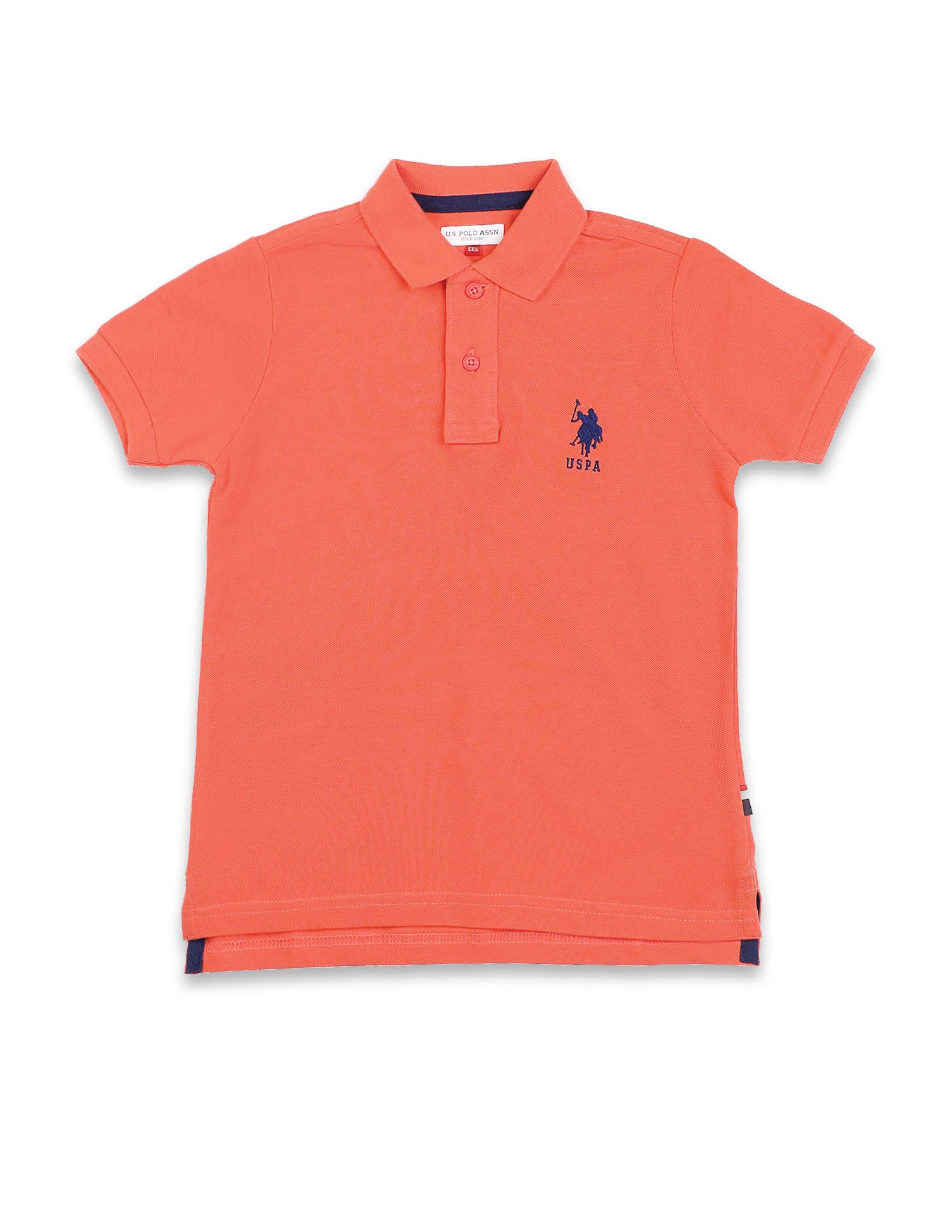 Ribbed Collar Cotton Polo Shirt Coral - U.S. Polo Assn. India | Large