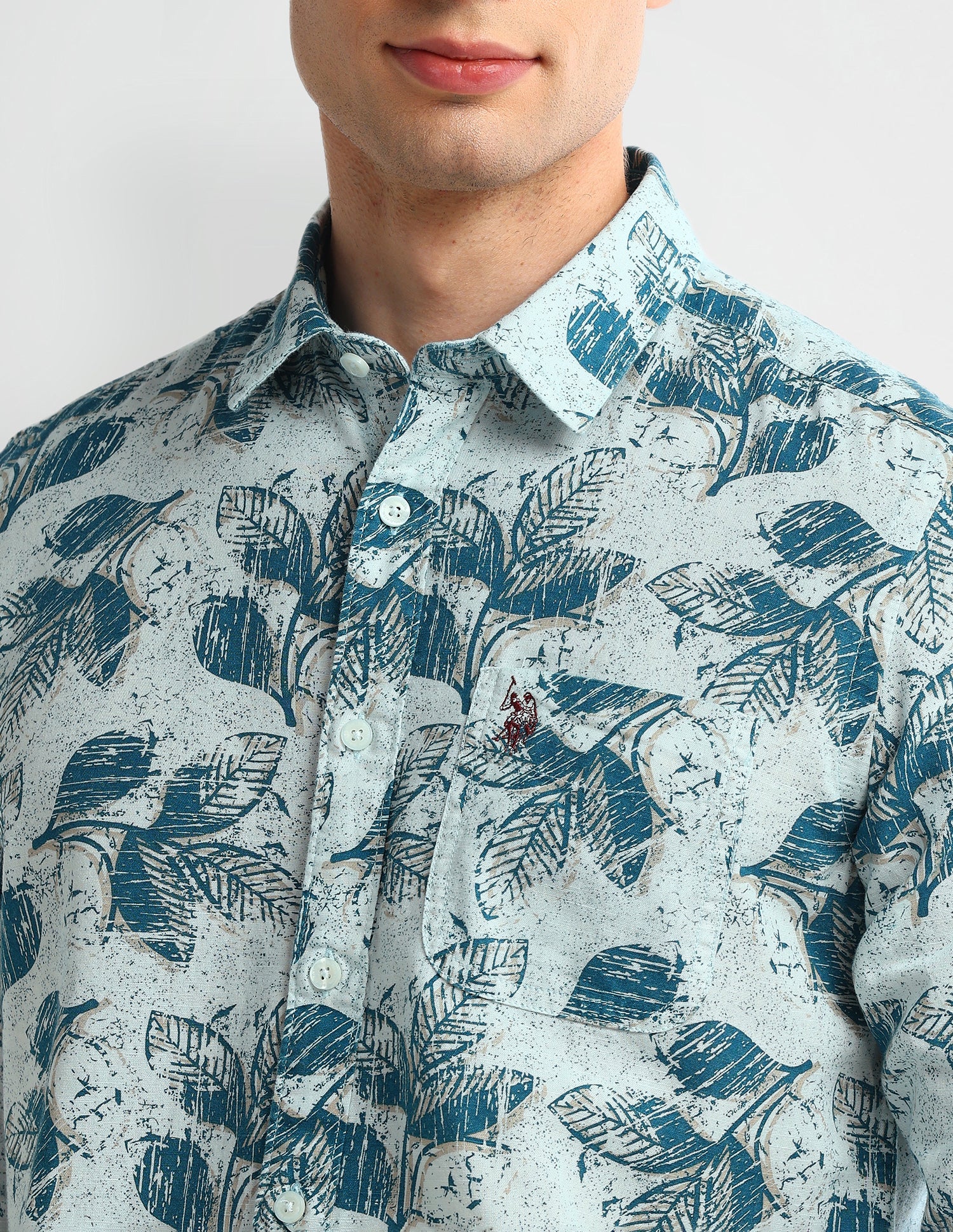 All-over Slim Fit Shirt Aqua - U.S. Polo Assn. India | Large