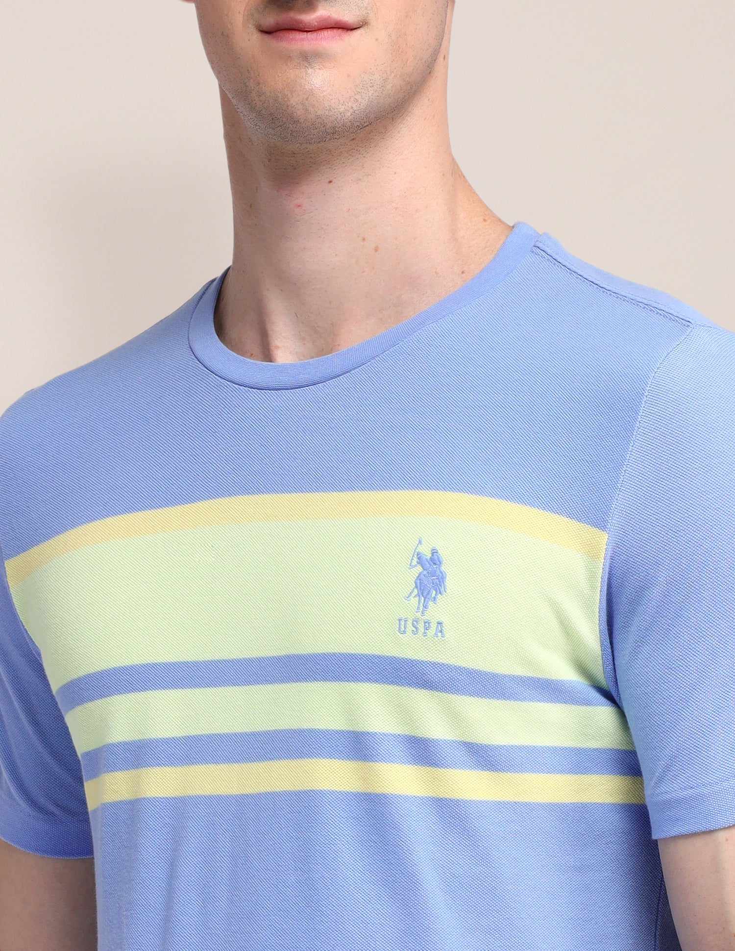 Horizontal Striped Cotton T-Shirt Blue - U.S. Polo Assn. India | Large