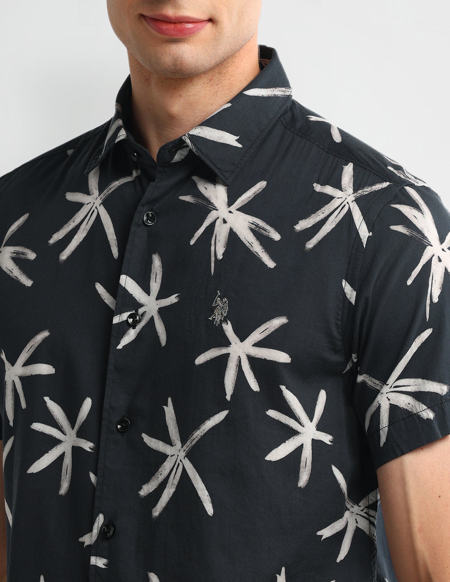 Abstract Slim Fit Shirt Black - U.S. Polo Assn. India | Large