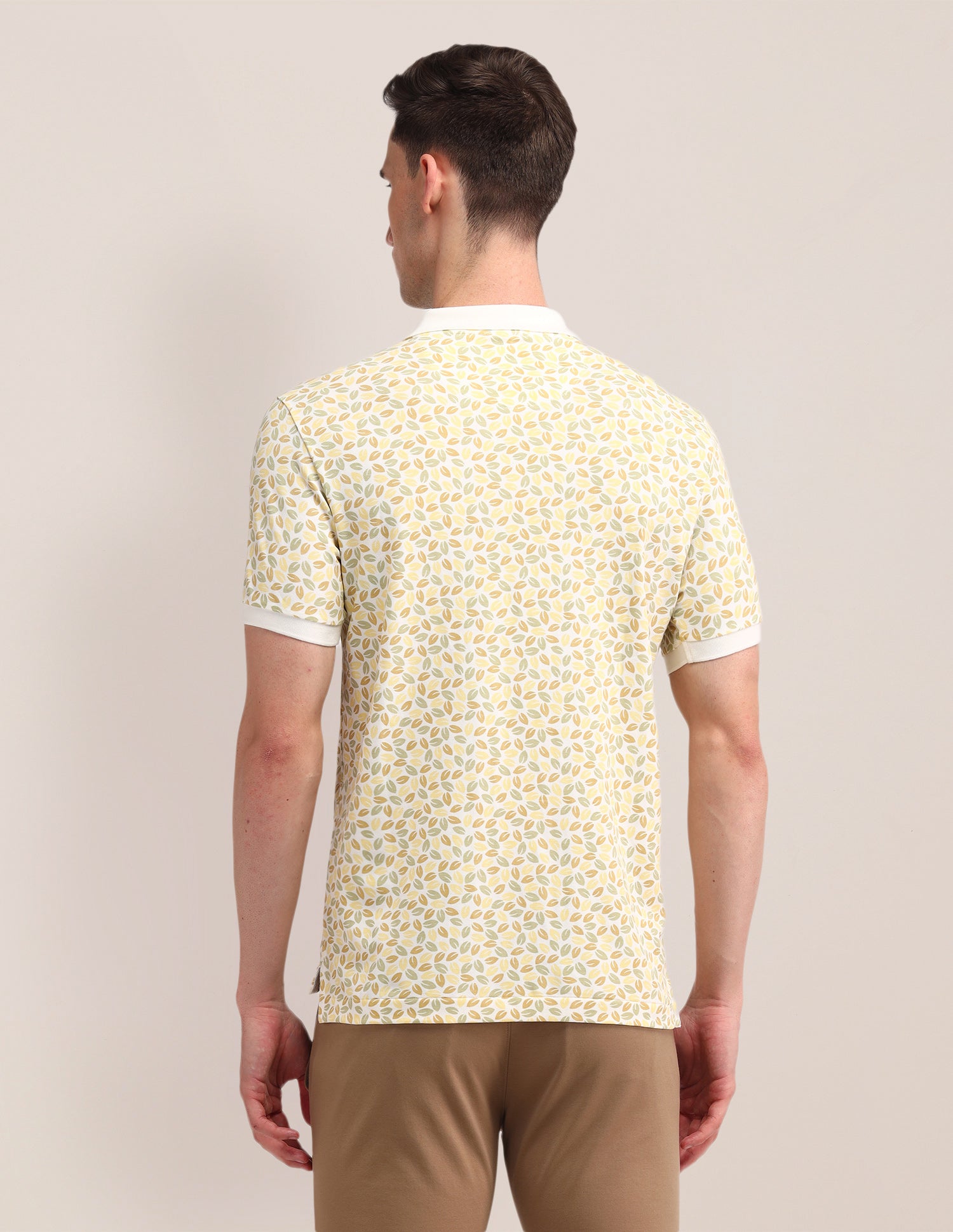 Floral Printed Slim Fit Polo Shirt Light Yellow - U.S. Polo Assn. India | Large