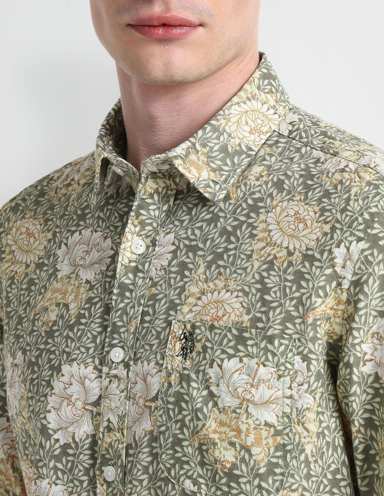 Floral Slim Fit Shirt Green - U.S. Polo Assn. India | Large