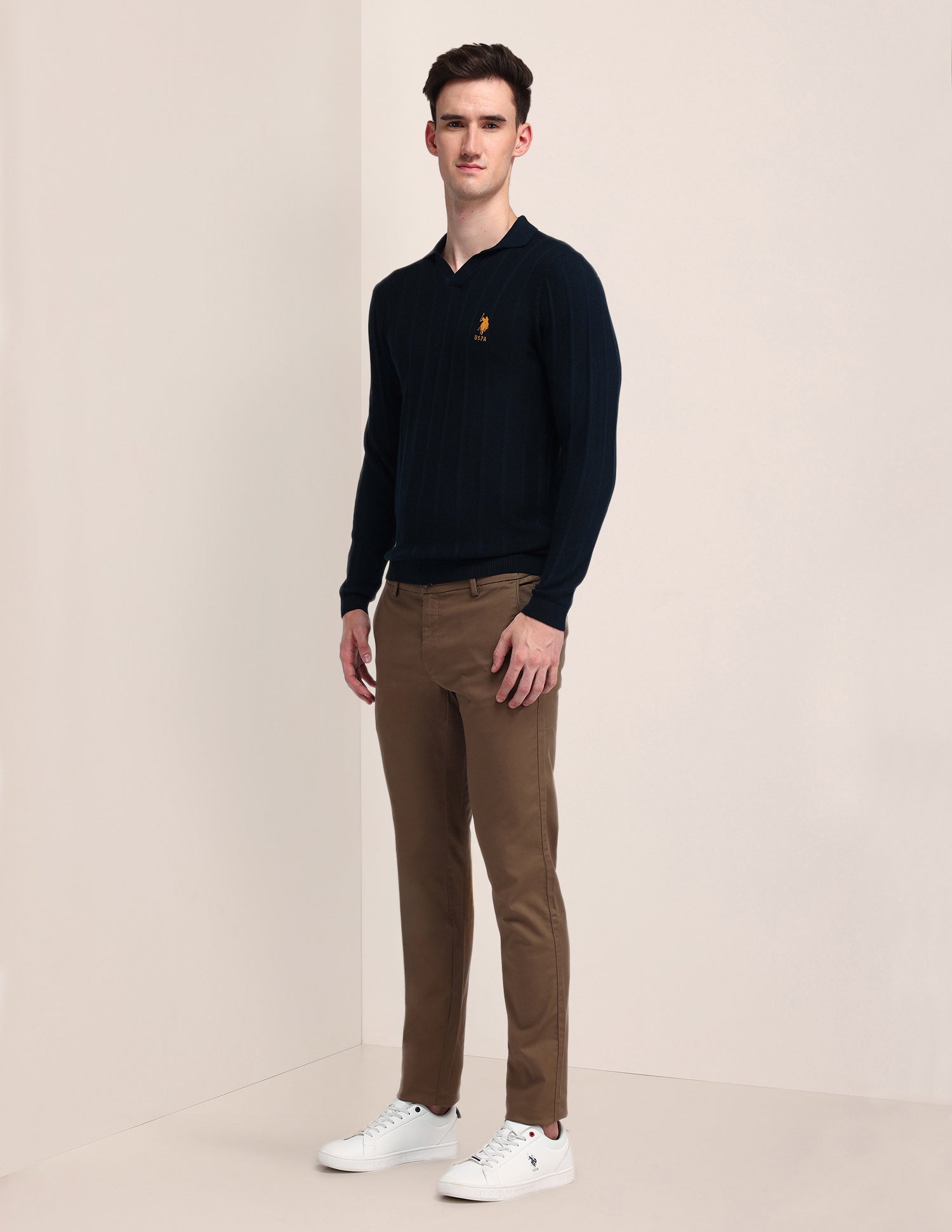 Polo Neck Textured Sweater Navy - U.S. POLO ASSN. | Large