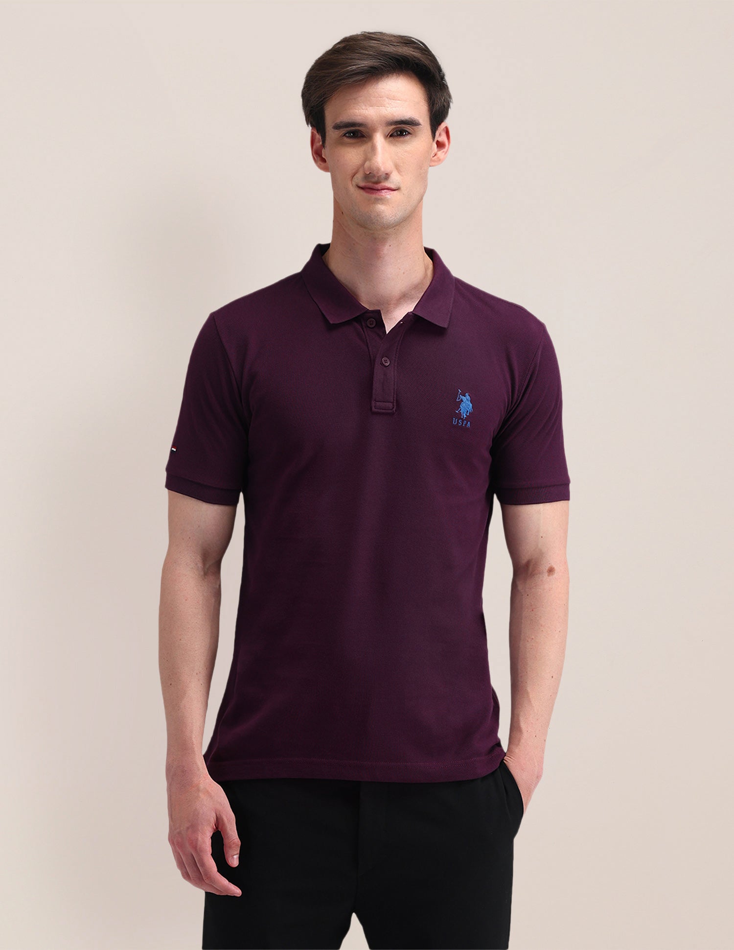 Solid Slim Fit Polo Shirt Purple - U.S. POLO ASSN. | Large