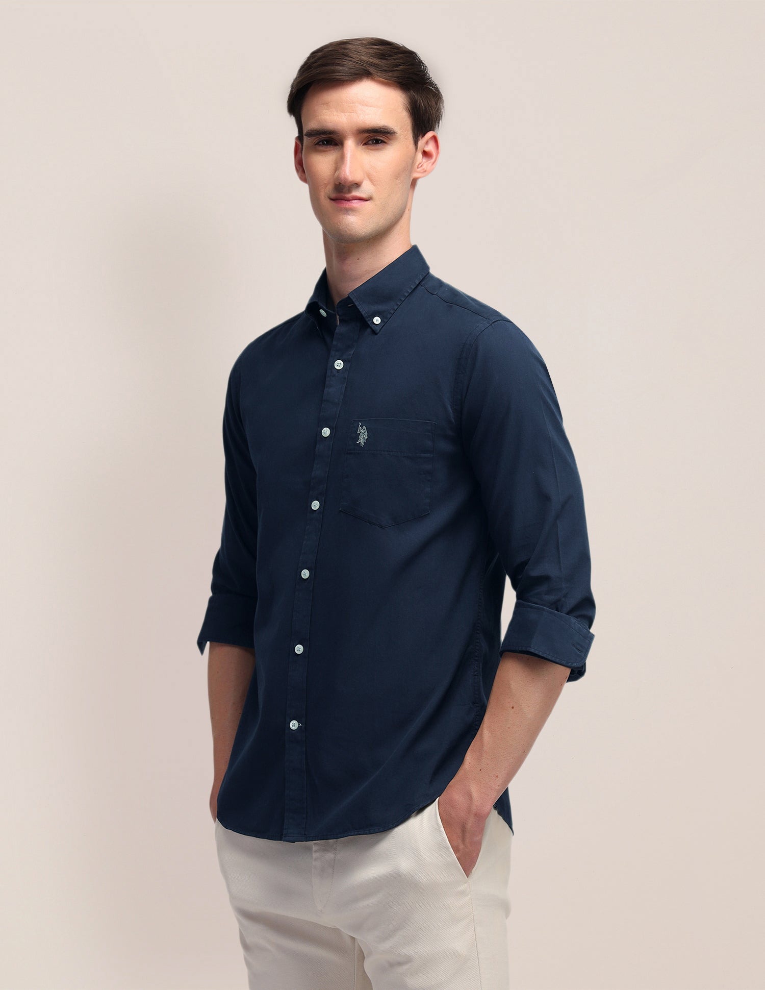 Tailored Fit Cotton Shirt Navy - U.S. POLO ASSN. | Large